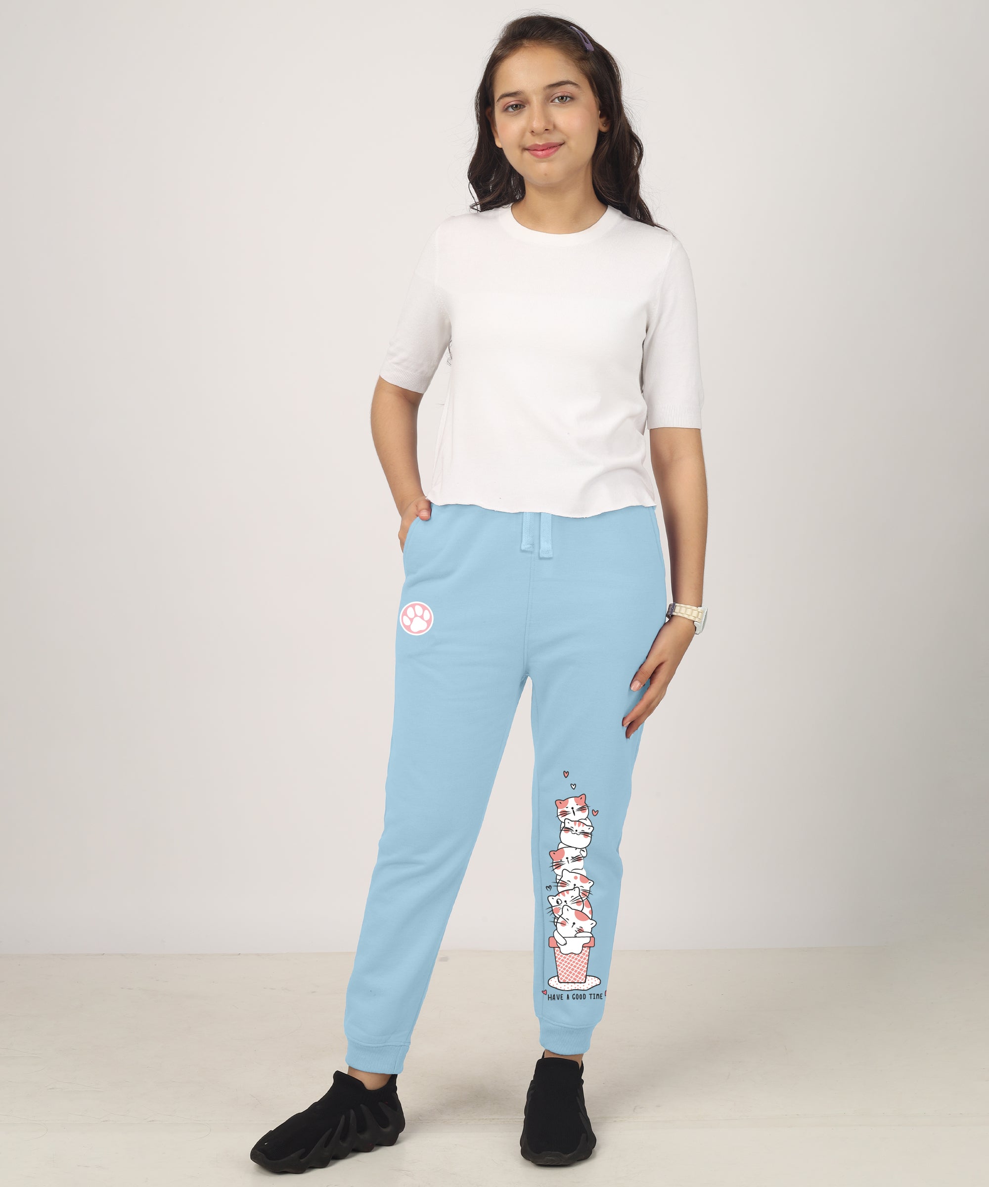 Girls Printed Premium Trouser | Skyblue
