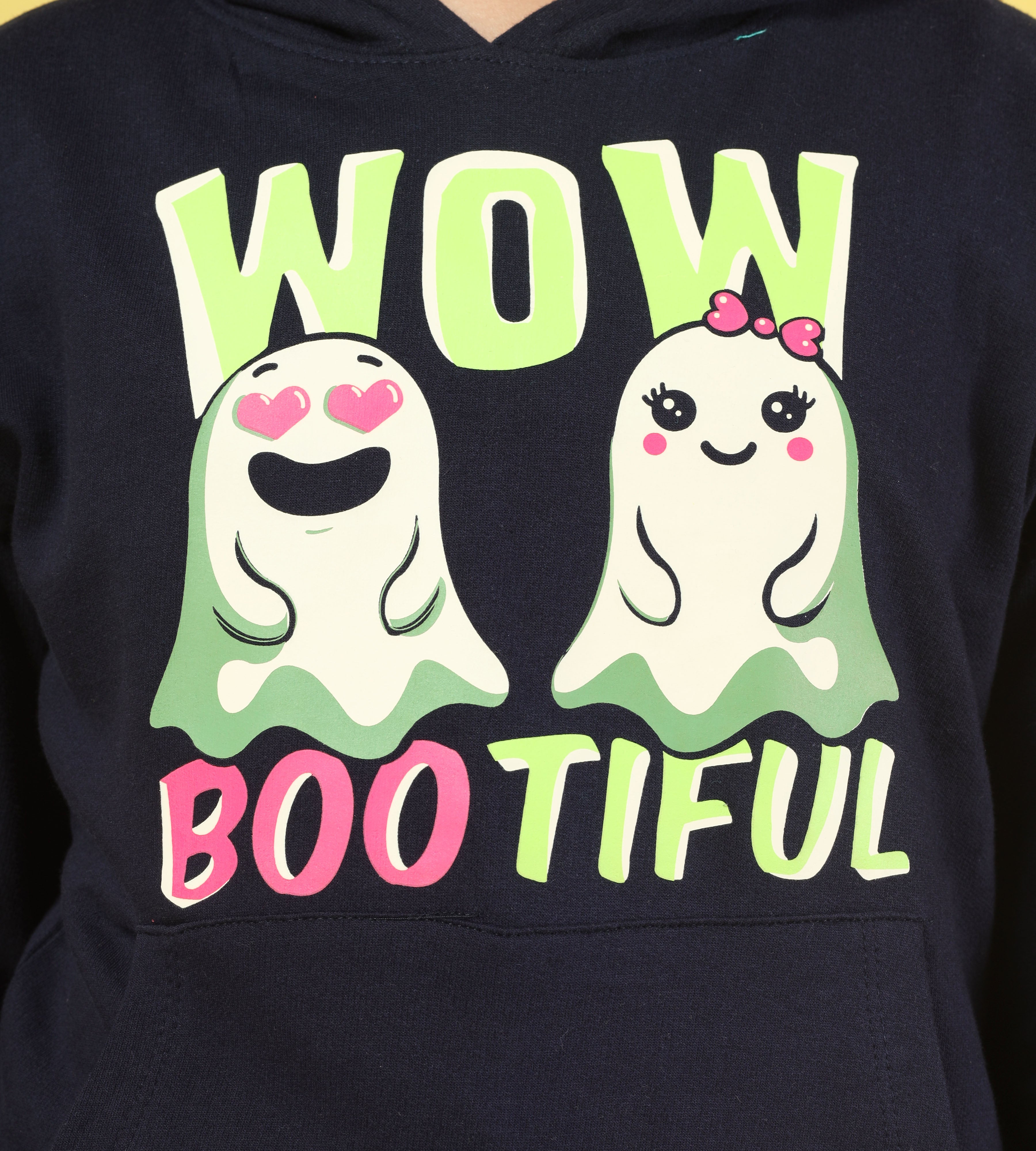KYDA KIDS® Girl's Regular Fit Cotton Hooded Neck Sweatshirt with Long Sleeve in Black