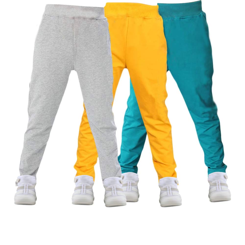 100% Cotton Boys Track Pant-Regular Fit Multicolor  (Pack of 3)
