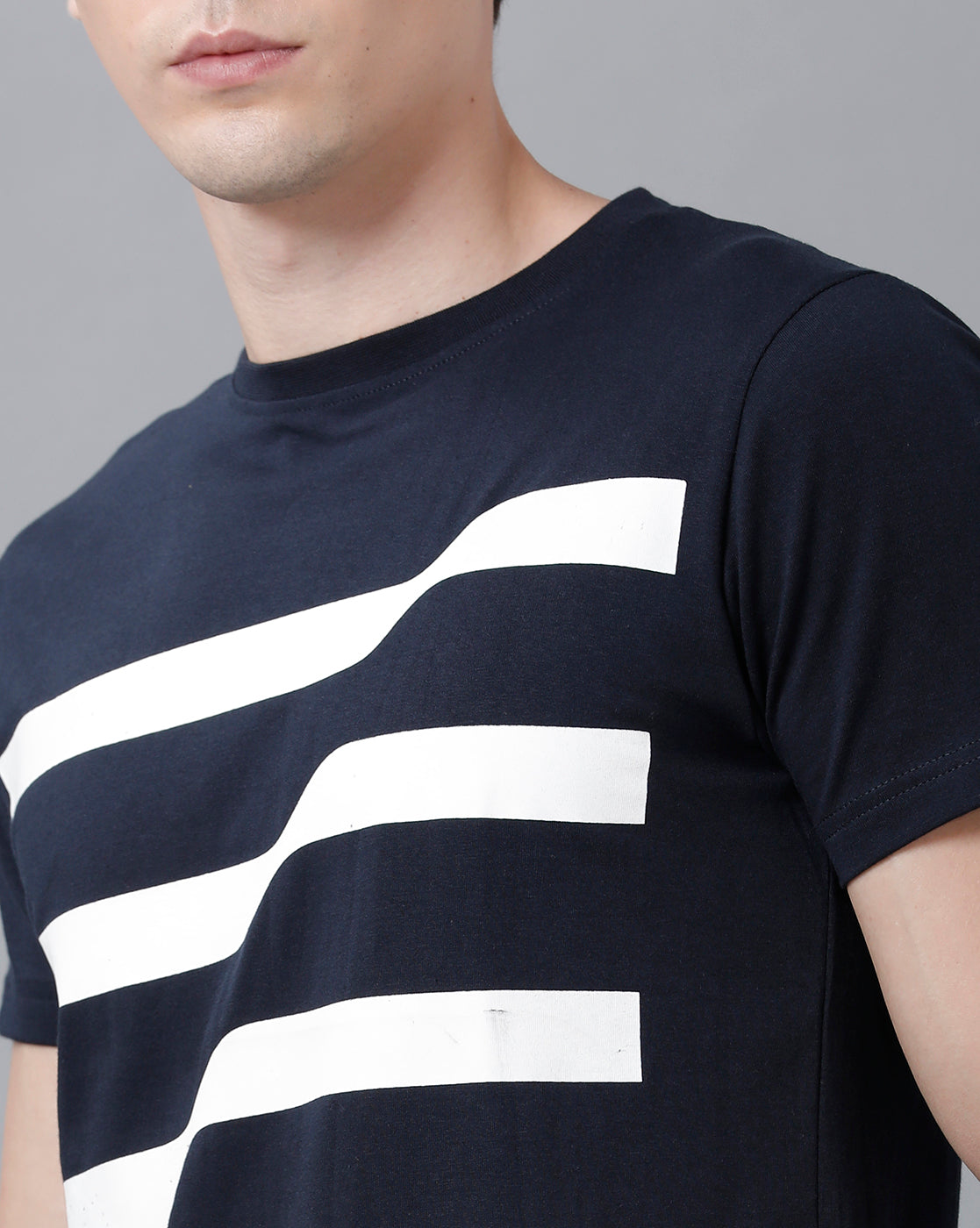 Men's Cotton Printed Casual T-Shirts C2 - Navy