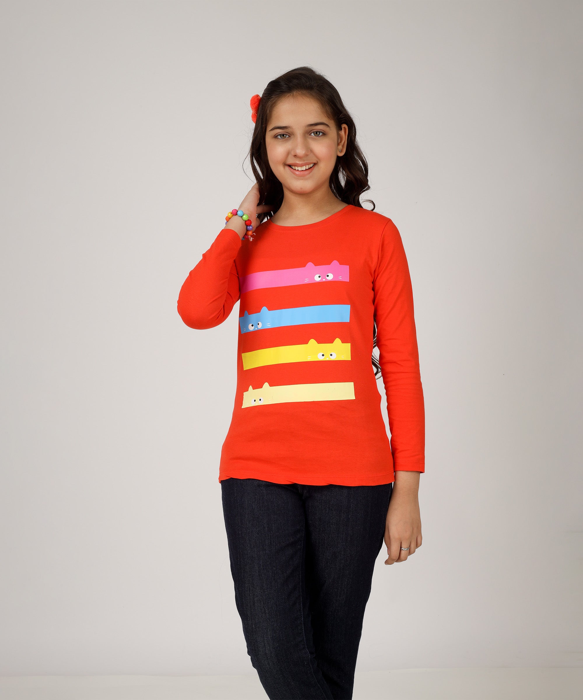 FACT GIRL Longsleeve Tee Mサイズ Girls Printed Full Sleeve Premium T-shirt | Peach