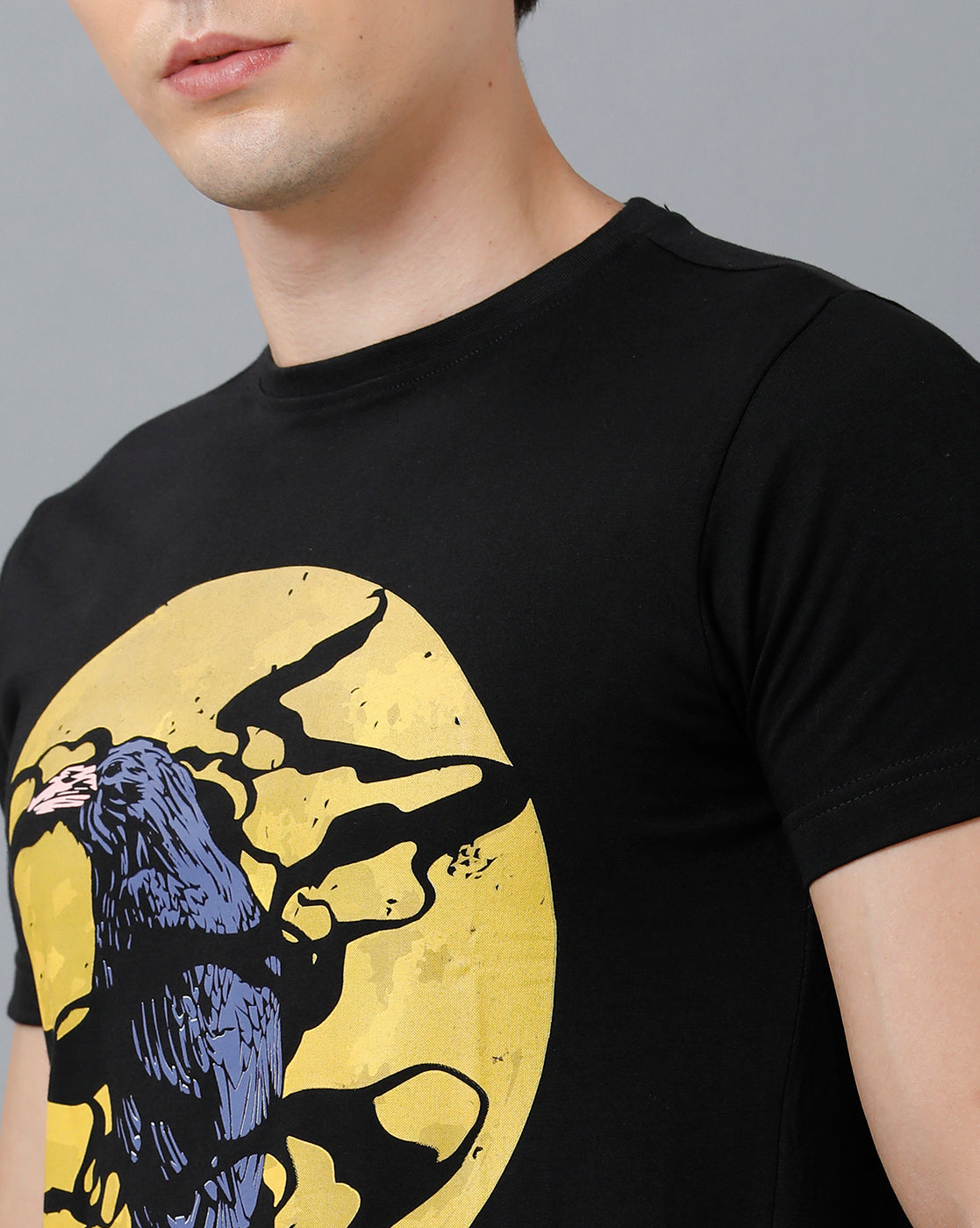Men's 100% Cotton Printed Casual T-Shirts C1 - Black