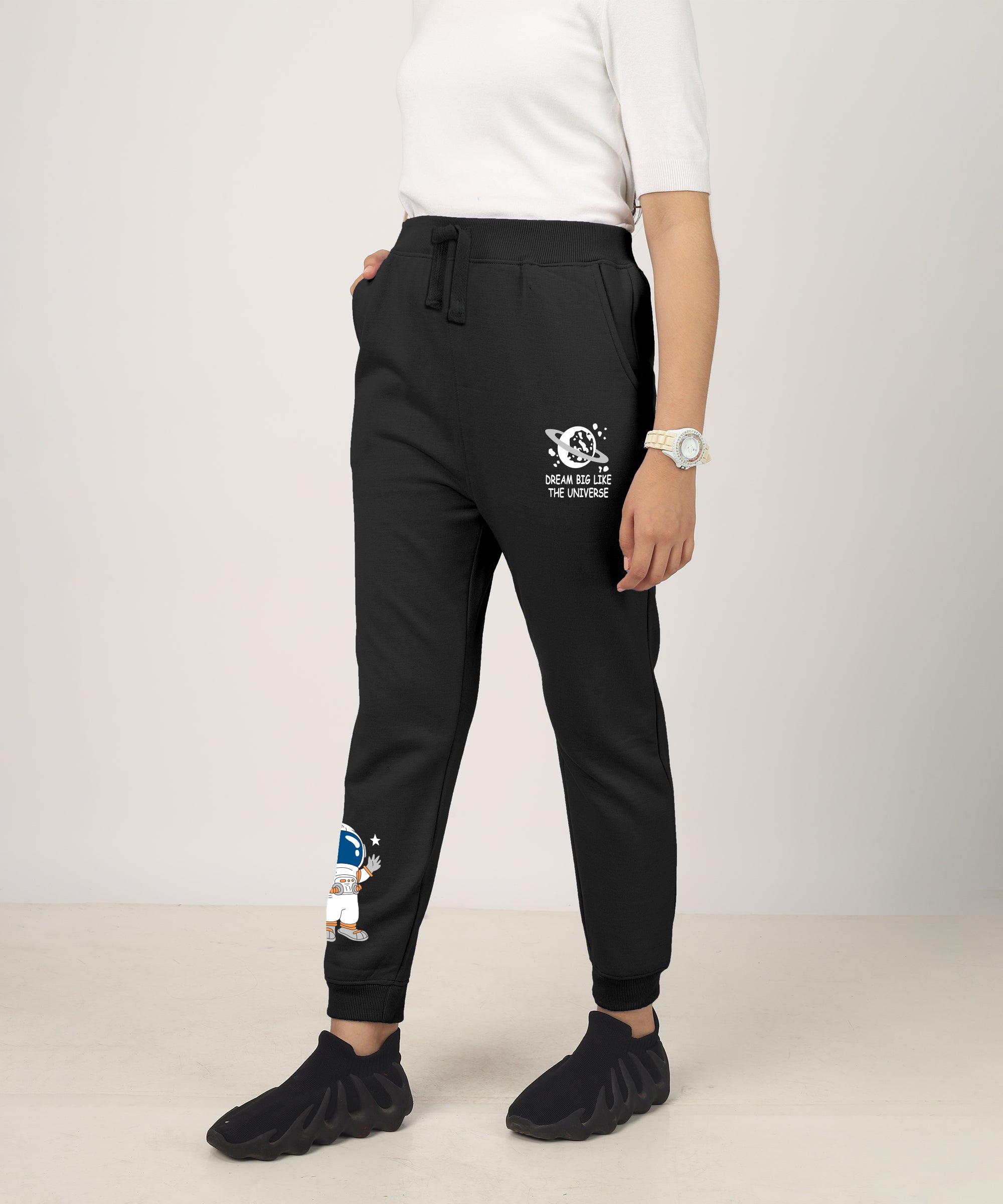 Girls Printed Premium Trouser | Black