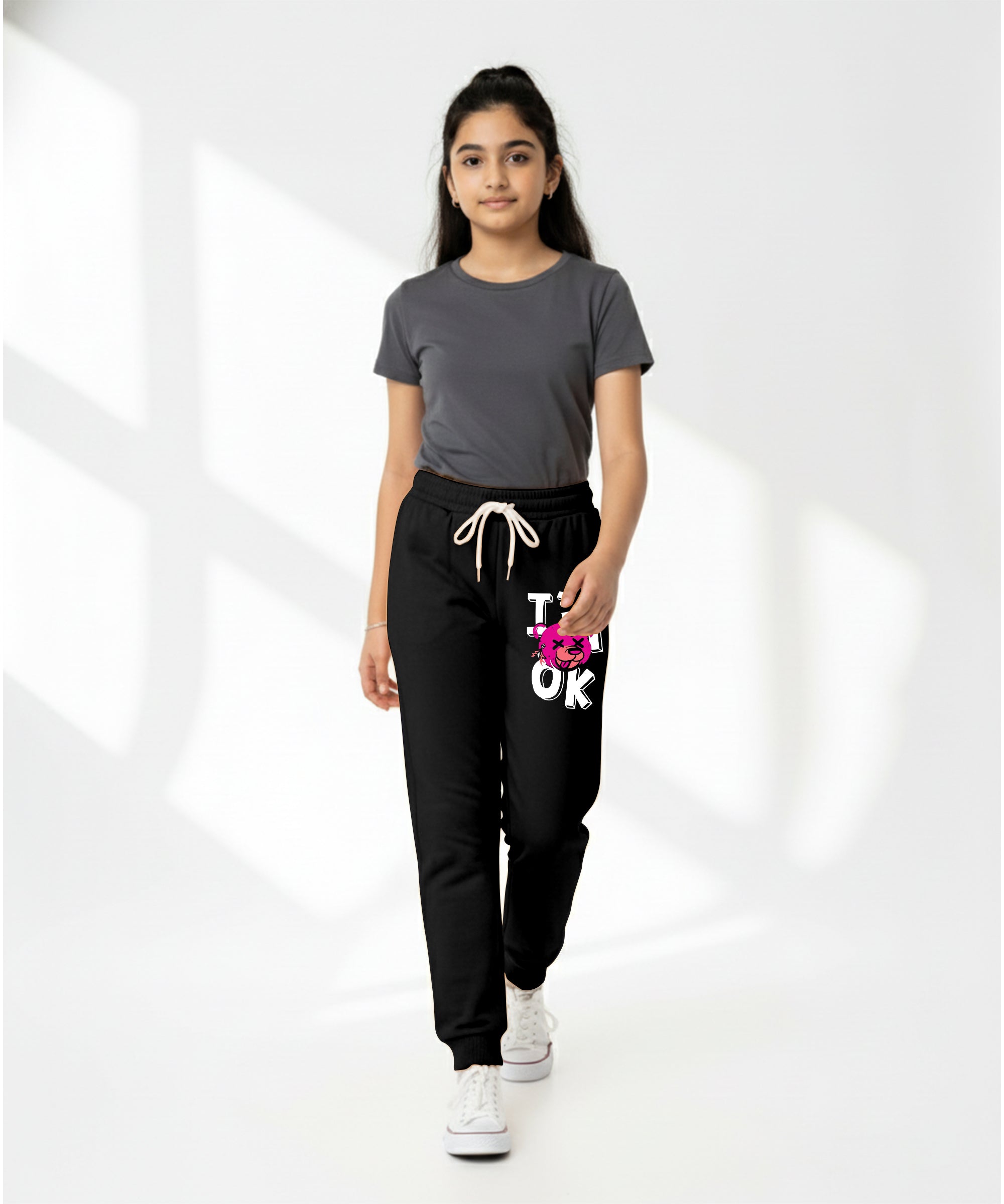 Girls Printed Track Pants | Stretchable Waist | Casual & Sports Wear | Pack of 1