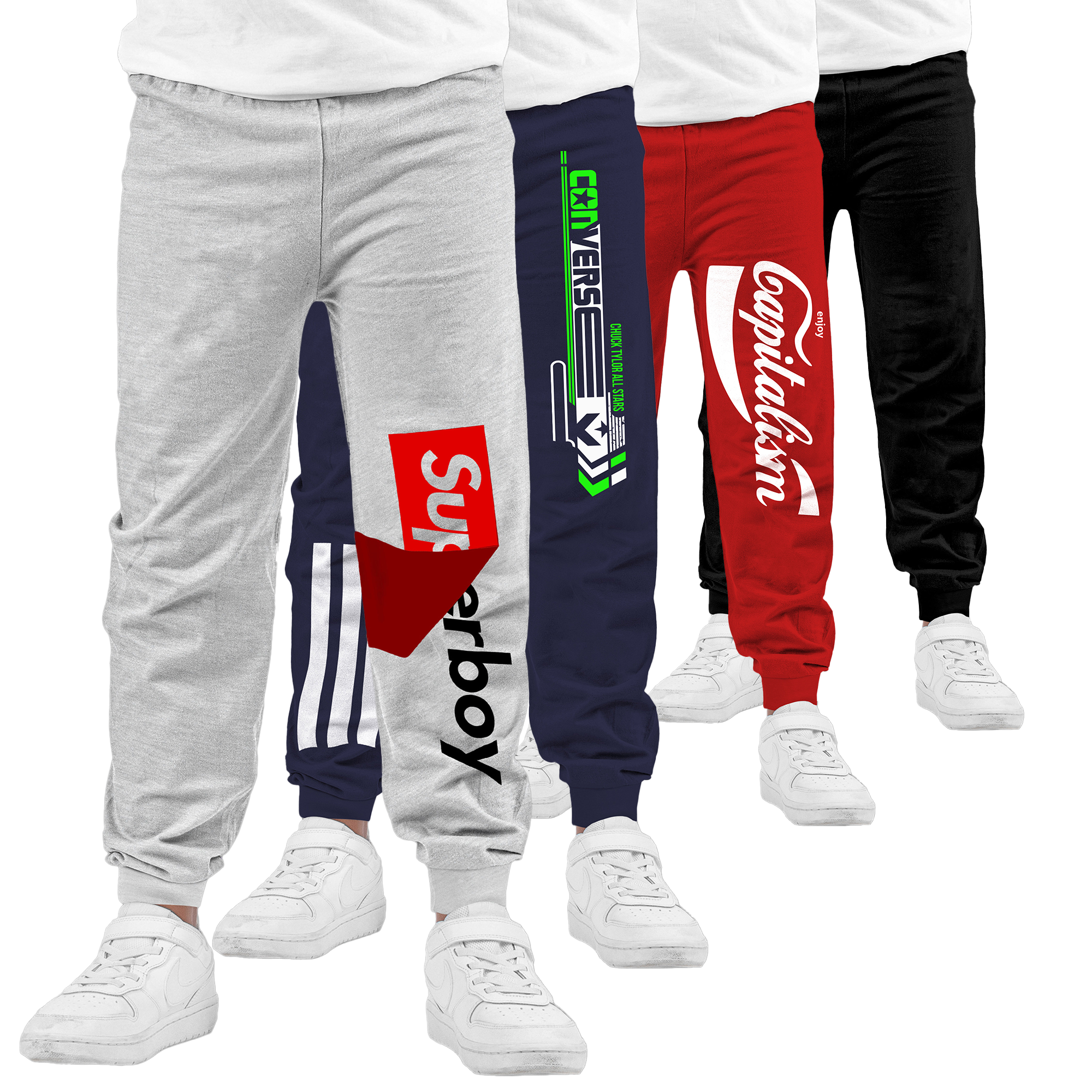 Boys Premium Cotton Printed Track Pants | Pack of 4