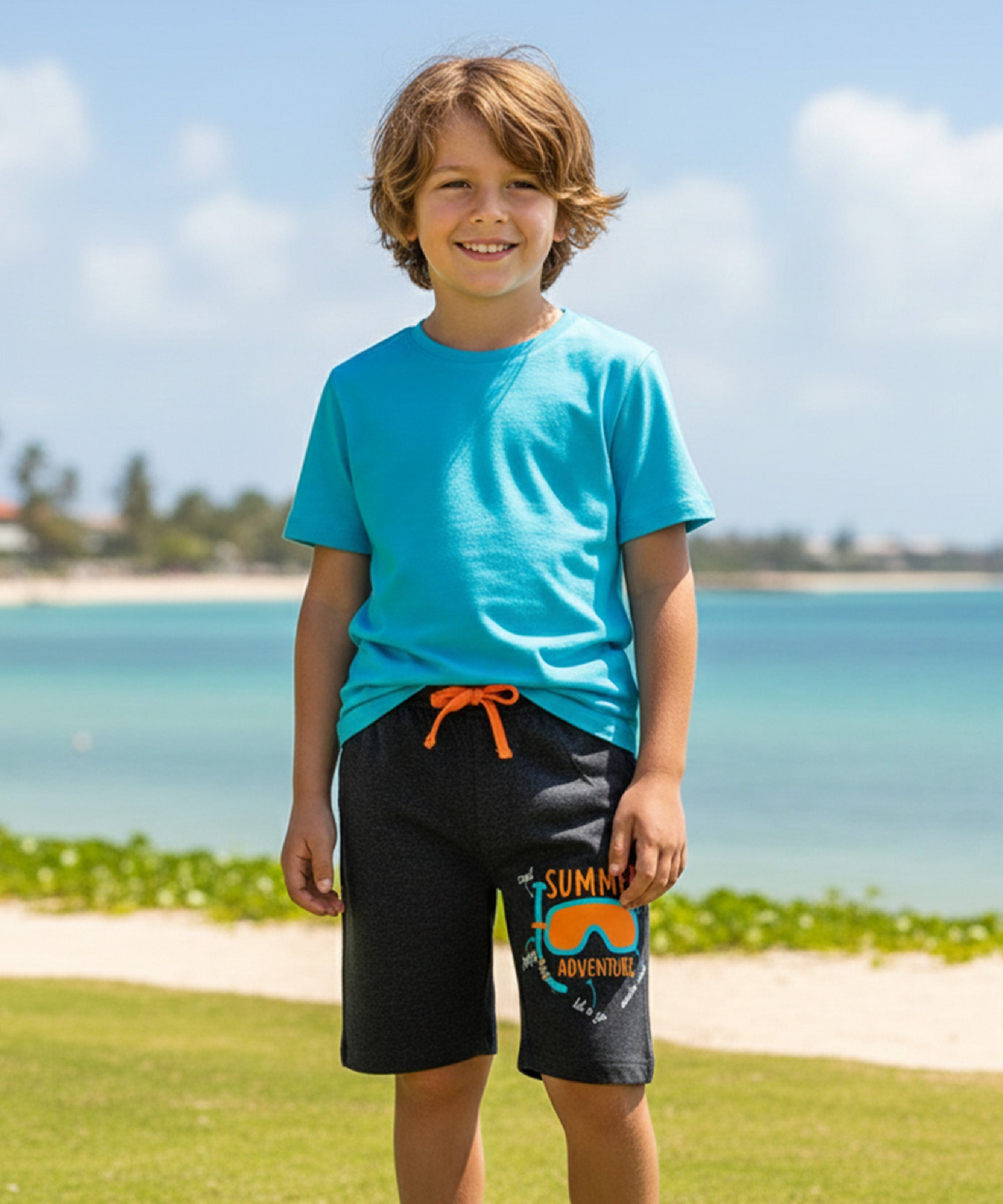 Kids Unisex Orange-BlackBlack-Melange Desert Printed Regular Fit Vintage Trousers  (Pack of 2)