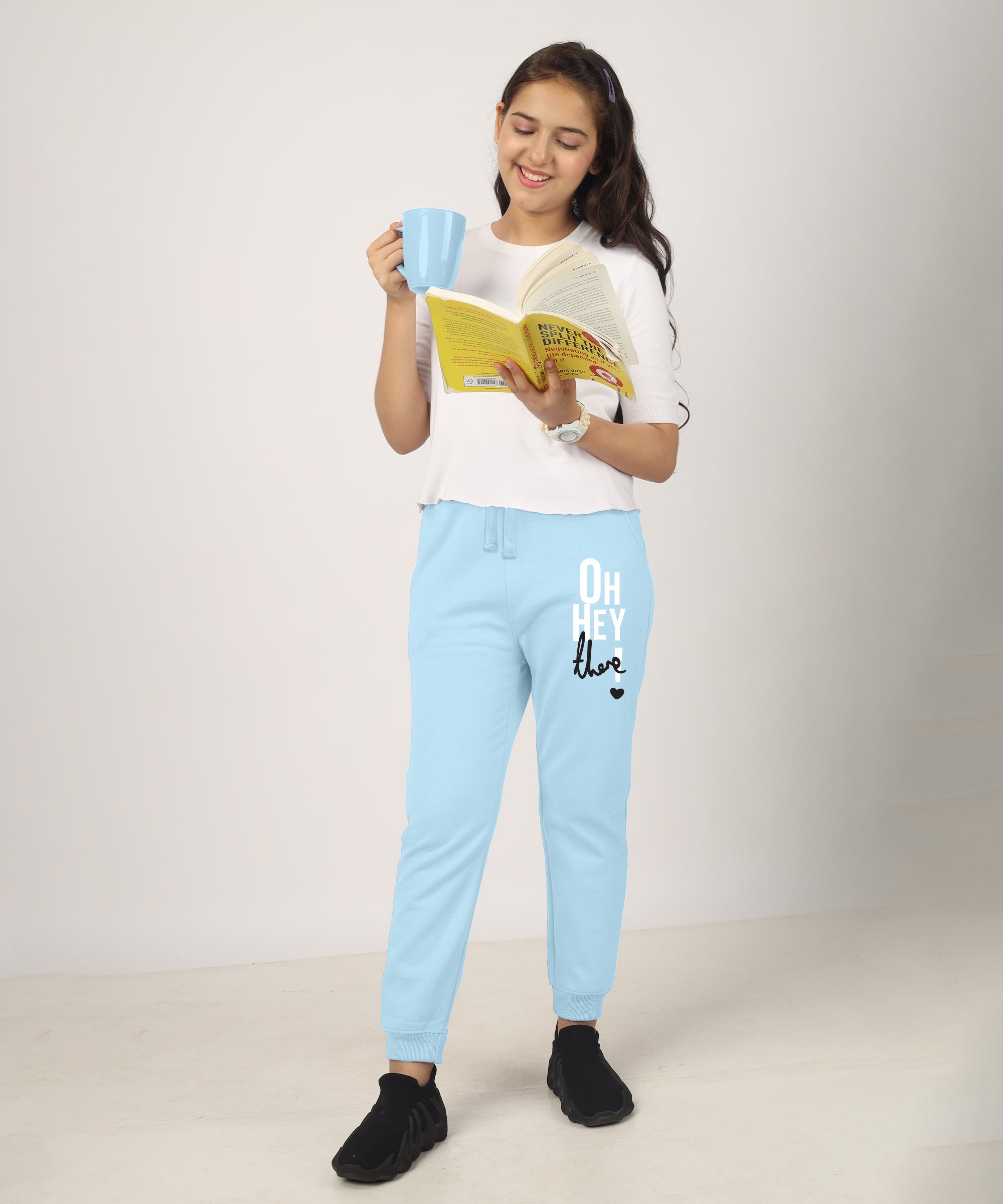 Girls Printed Premium Trouser | Sky blue 1