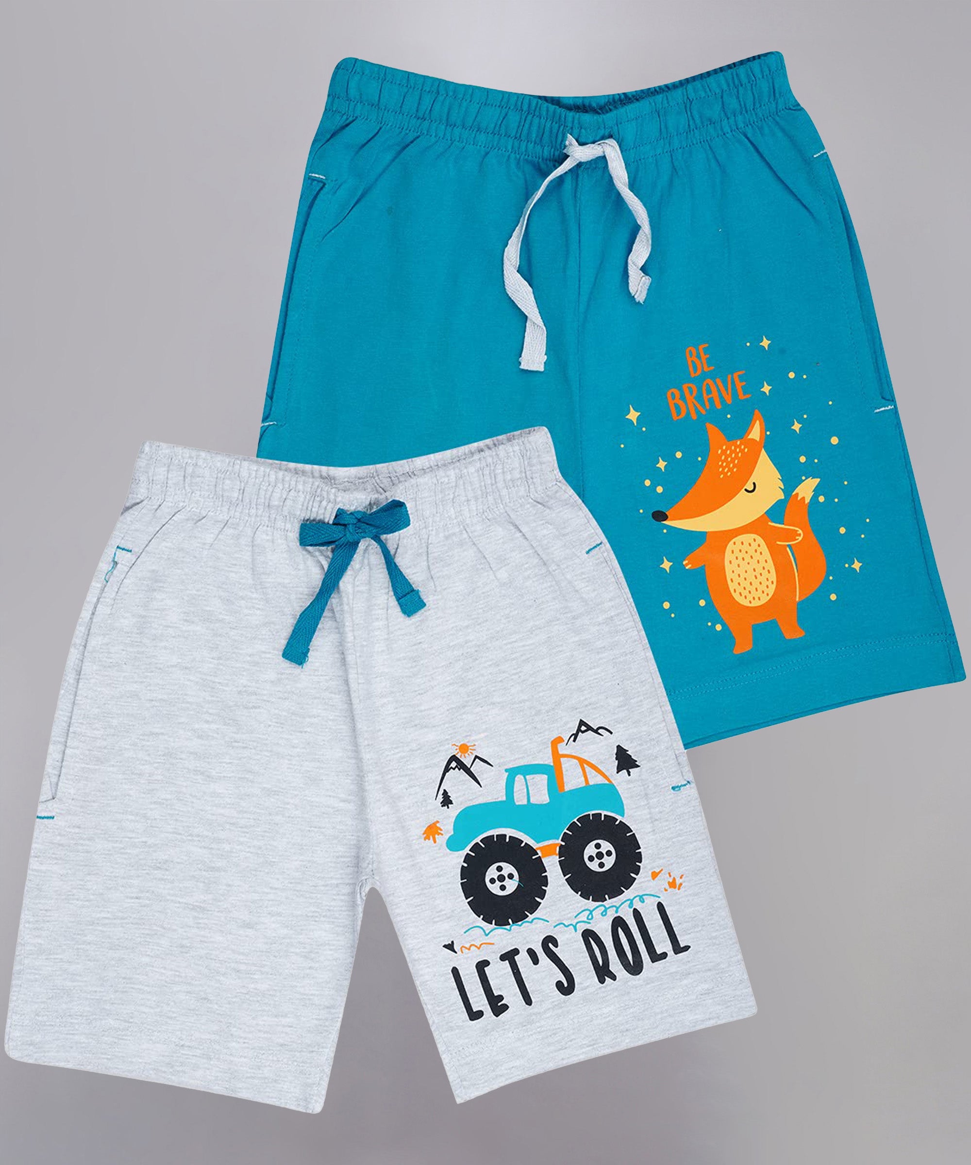 Kids Unisex Blue-Melange Desert Printed Regular Fit Vintage Trousers  (Pack of 2)