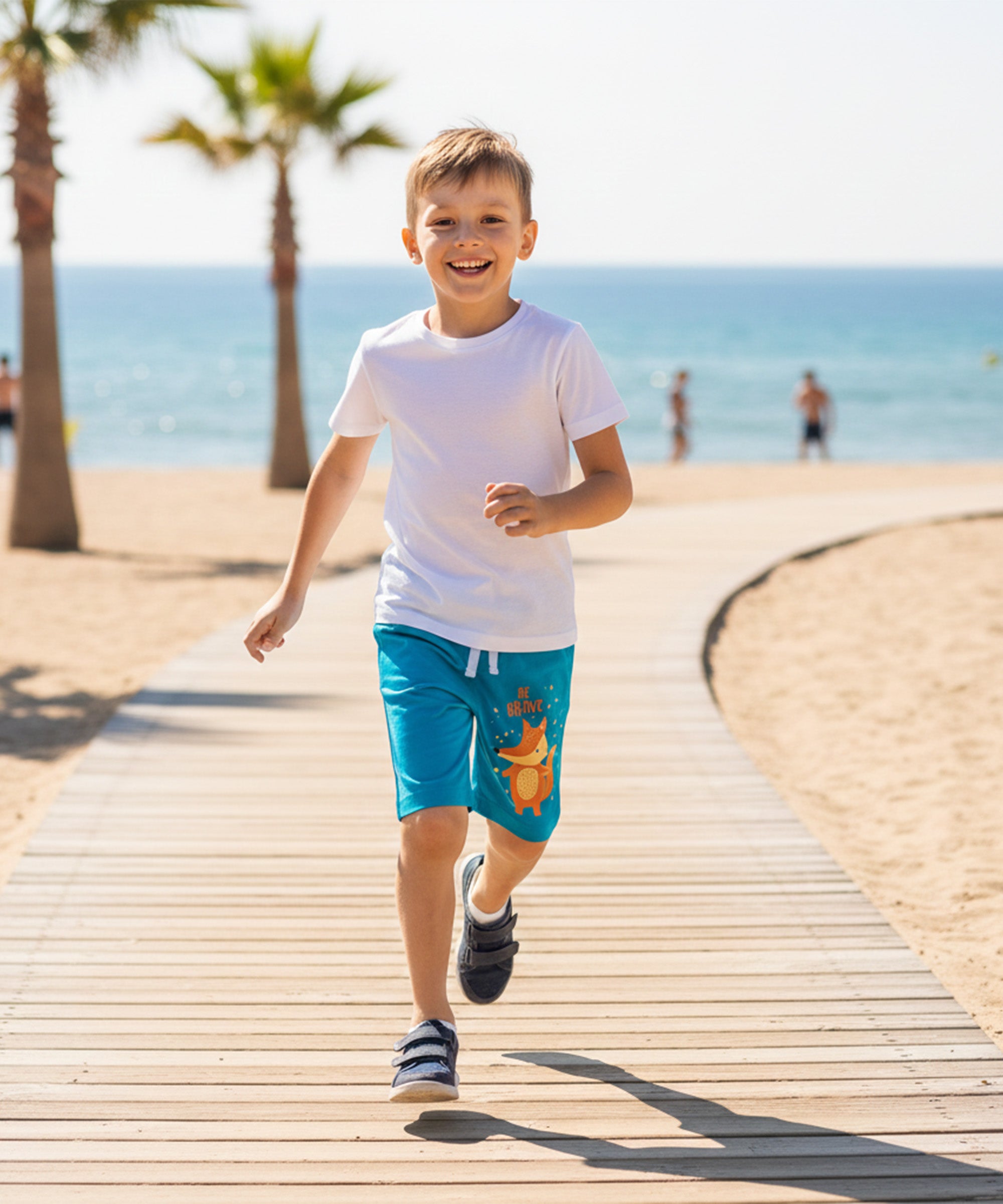 Kids Unisex Blue-Melange Desert Printed Regular Fit Vintage Trousers  (Pack of 2)