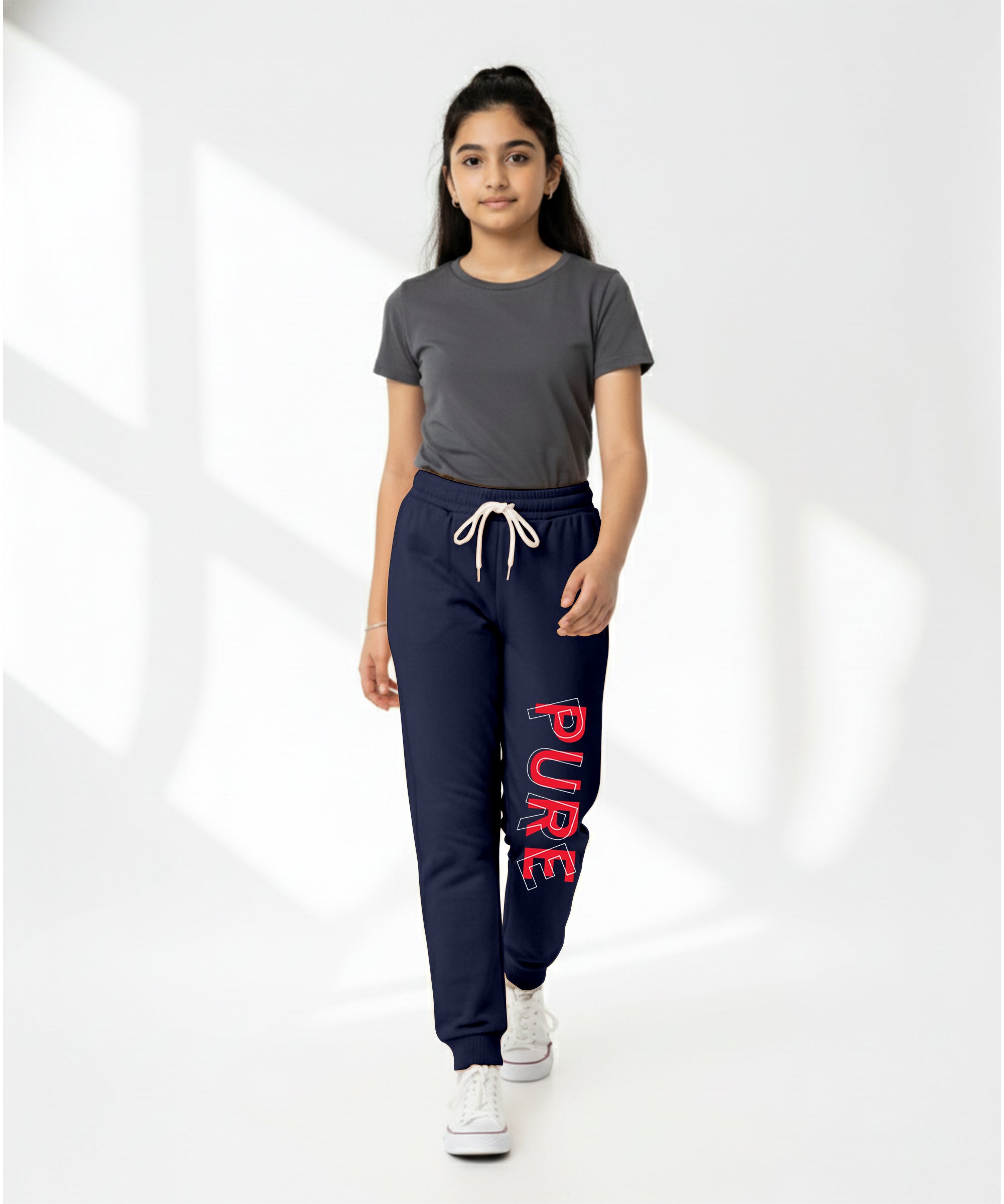 Girls Printed Track Pants | Stretchable Waist | Casual & Sports Wear | Pack of 1