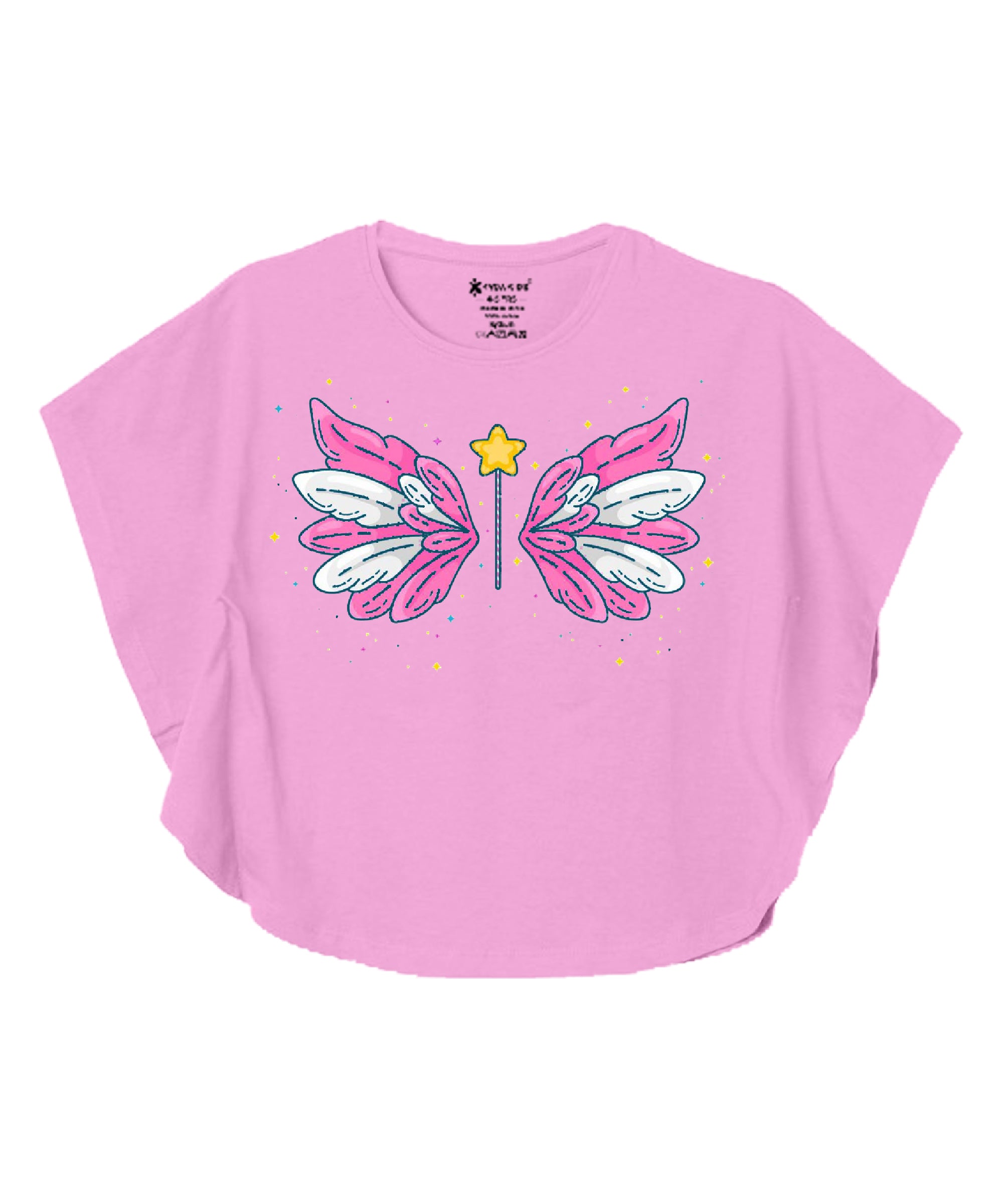 100% Cotton Bio-Washed Premium Printed T-Shirts for Girls – Butterfly Pattern Regular Fit Tops-Combo 1