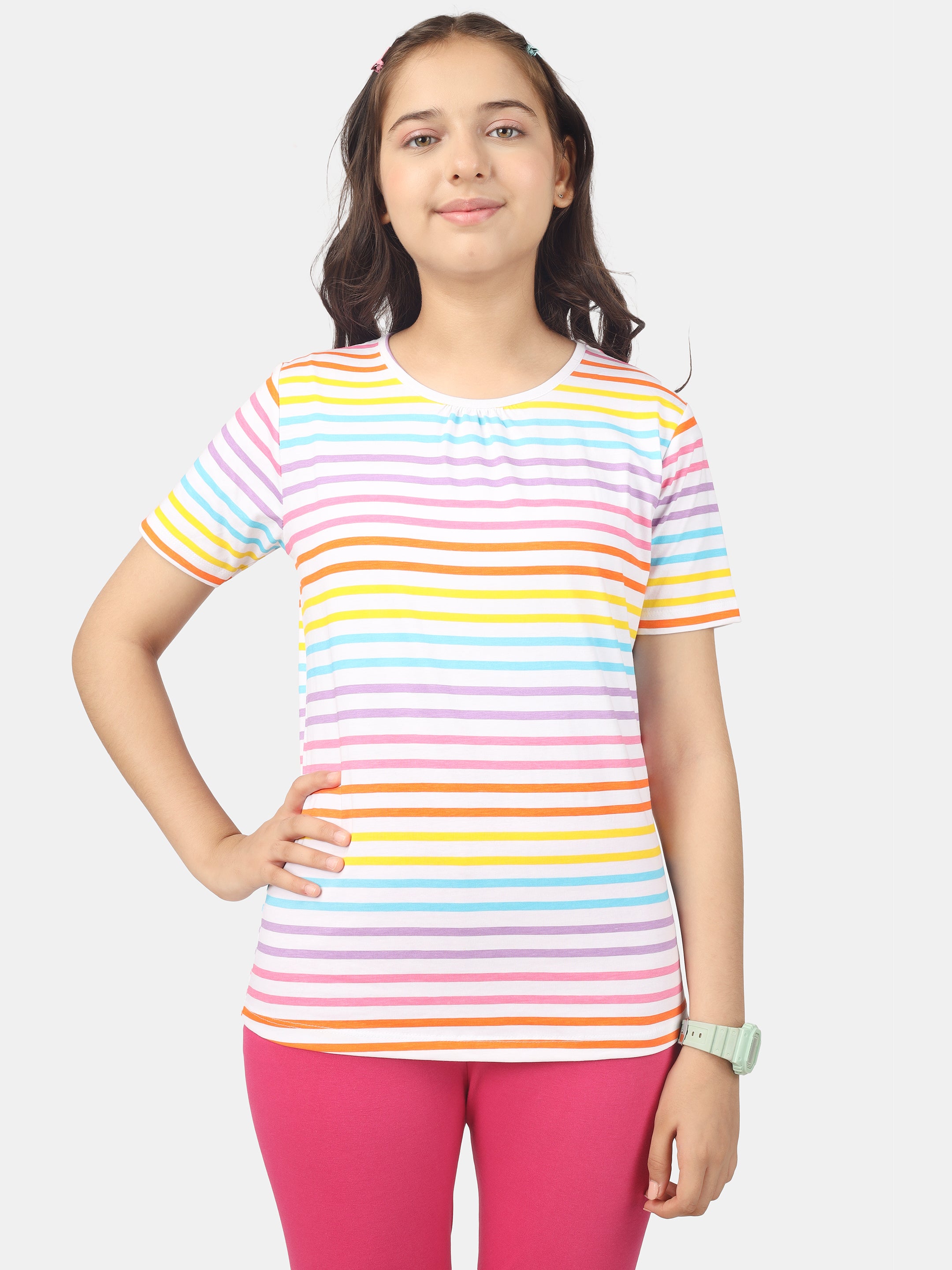 Rainbow Theme | Girls T-Shirts | Blue (Pack of 3)