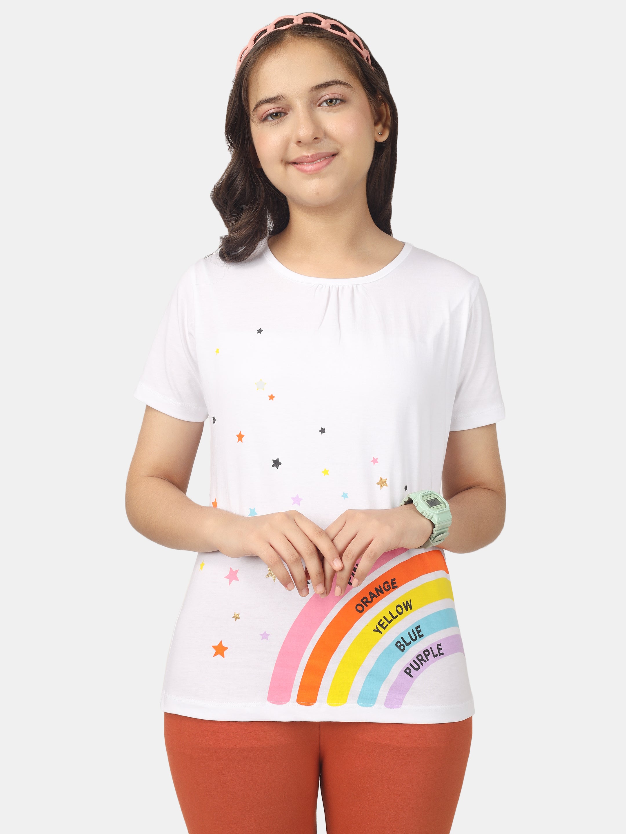 Rainbow Theme | Girls T-Shirts | Blue (Pack of 3)