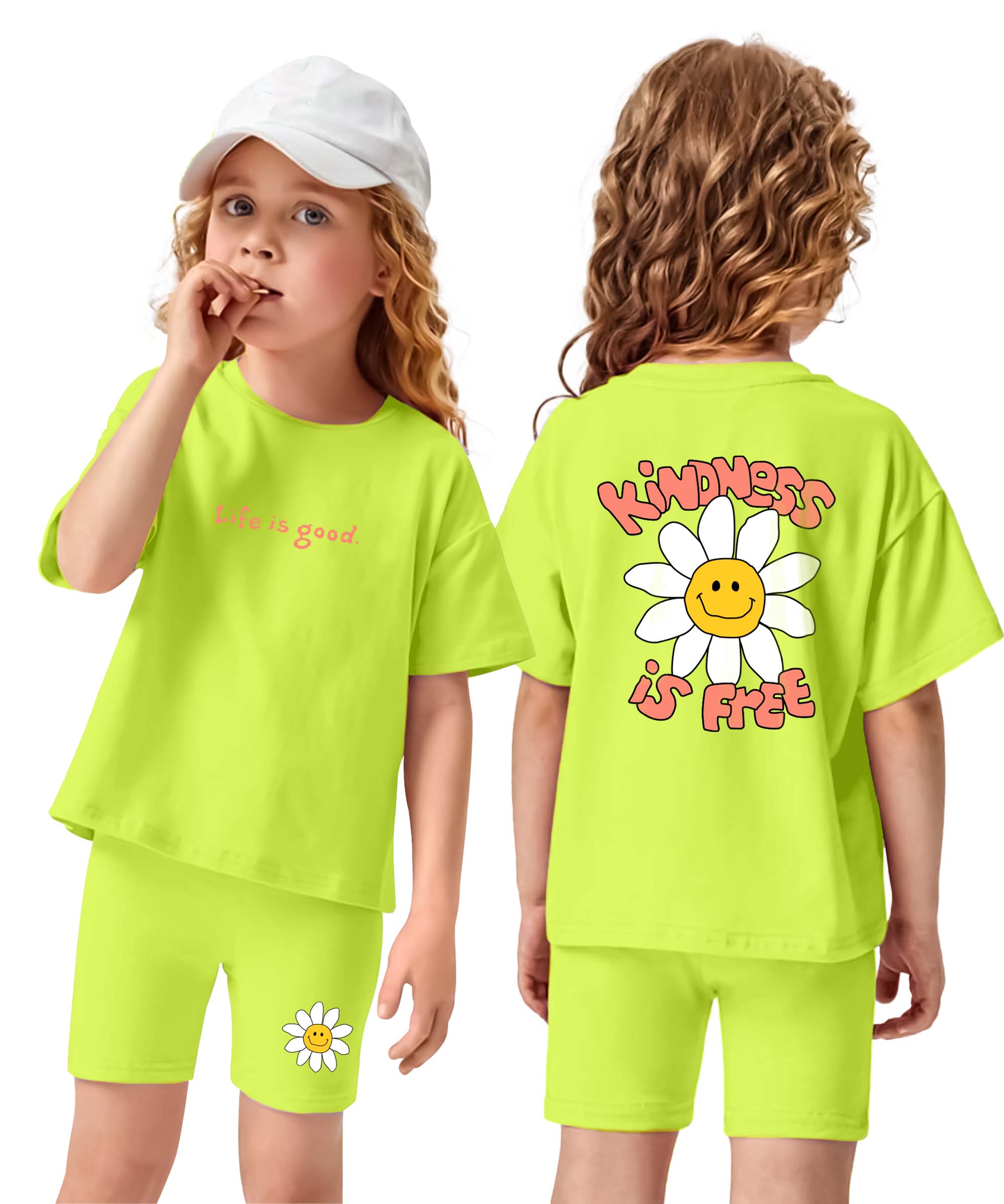 Girls Premium Printed Cotton T-Shirt & Shorts Set | Soft & Breathable