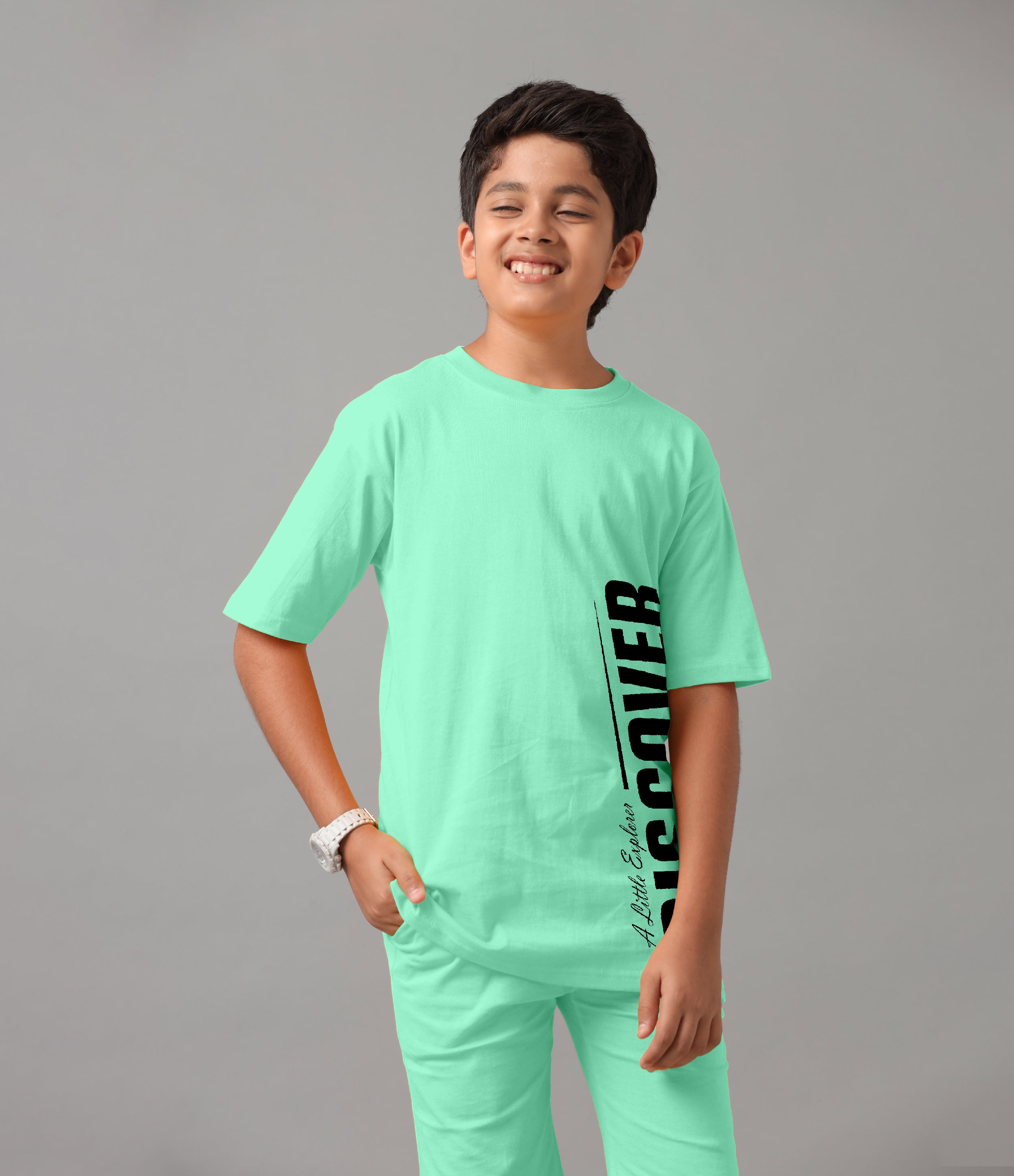 Boy's 100% Pure Cotton Premium Printed Green Tshirt and Shorts Set