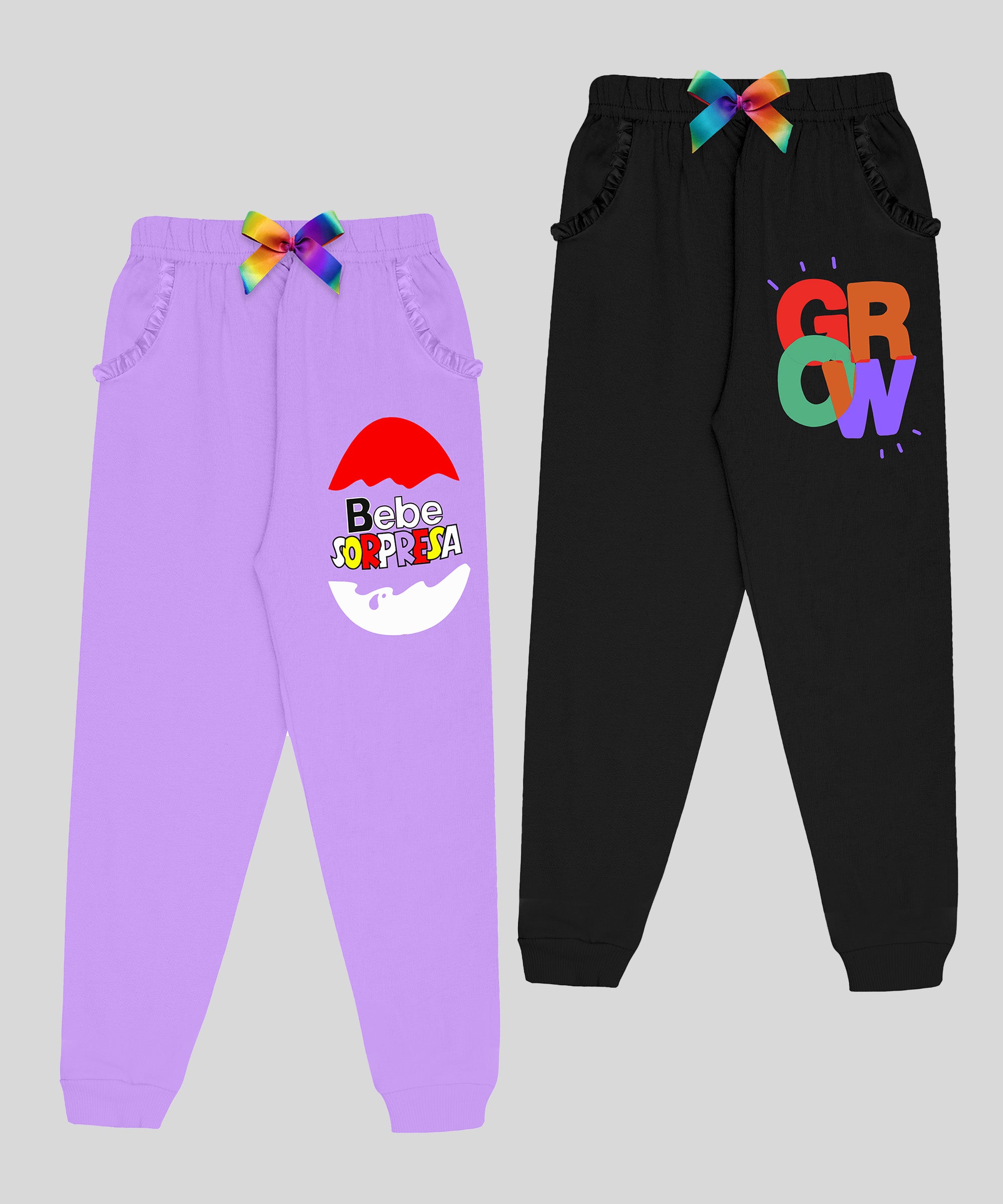 Girls Premium Pant With Stylish Frill Pocket (pack of 2)