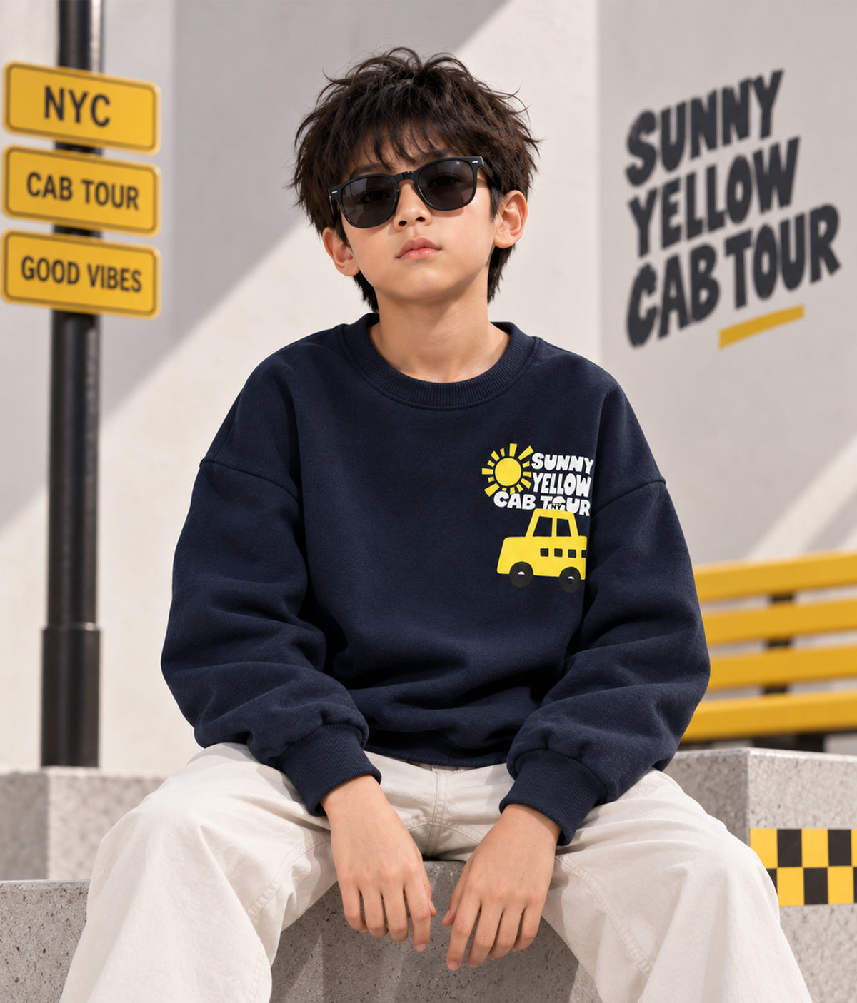 Boys Oversized Premium Cotton Full Sleeve Sweatshirt