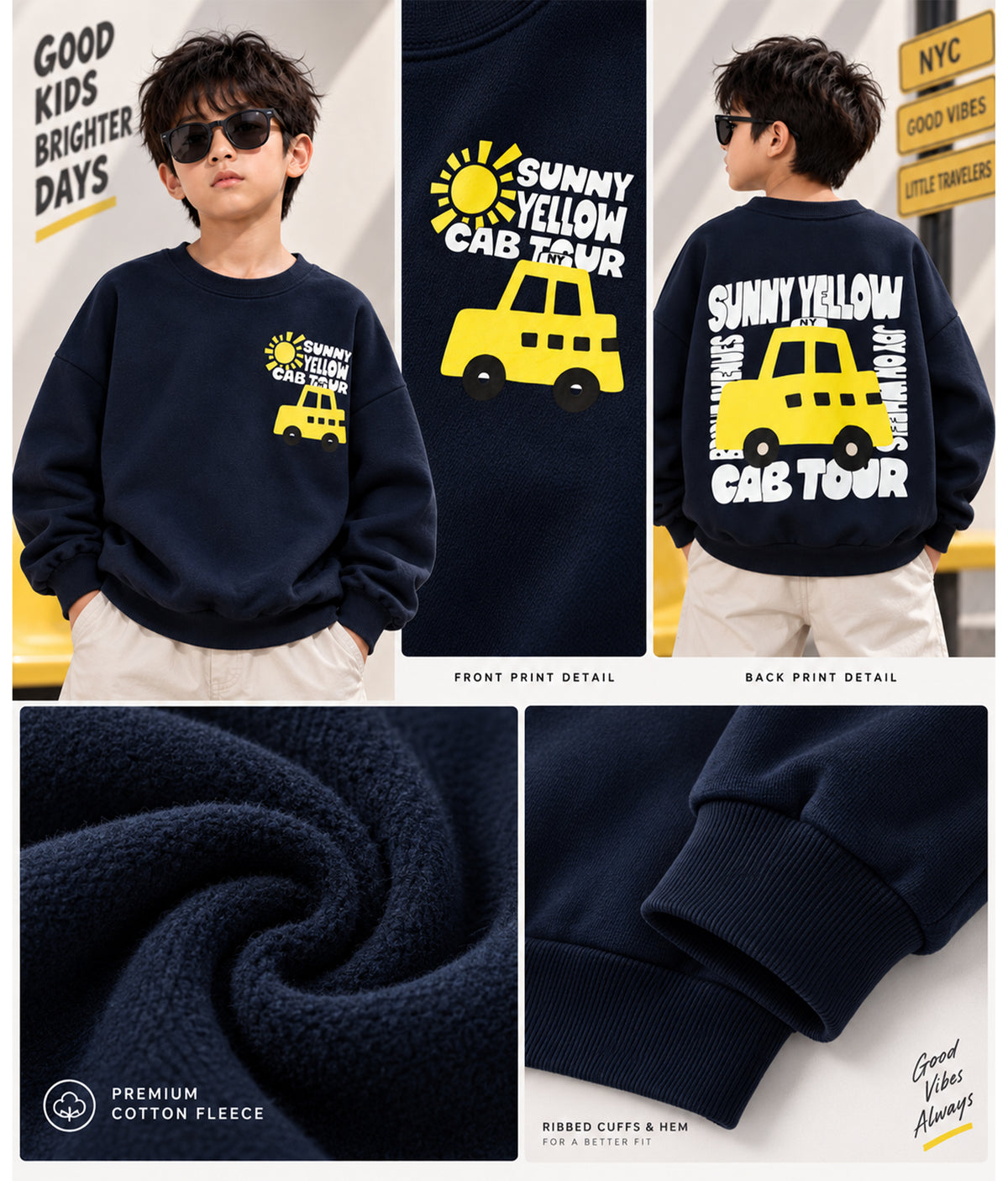 Boys Oversized Premium Cotton Full Sleeve Sweatshirt