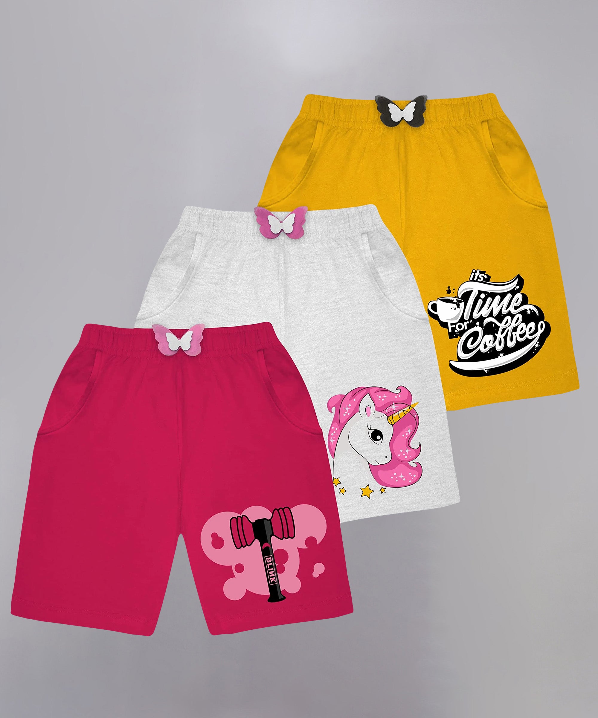 Girls Printed Shorts (Pack of 3)