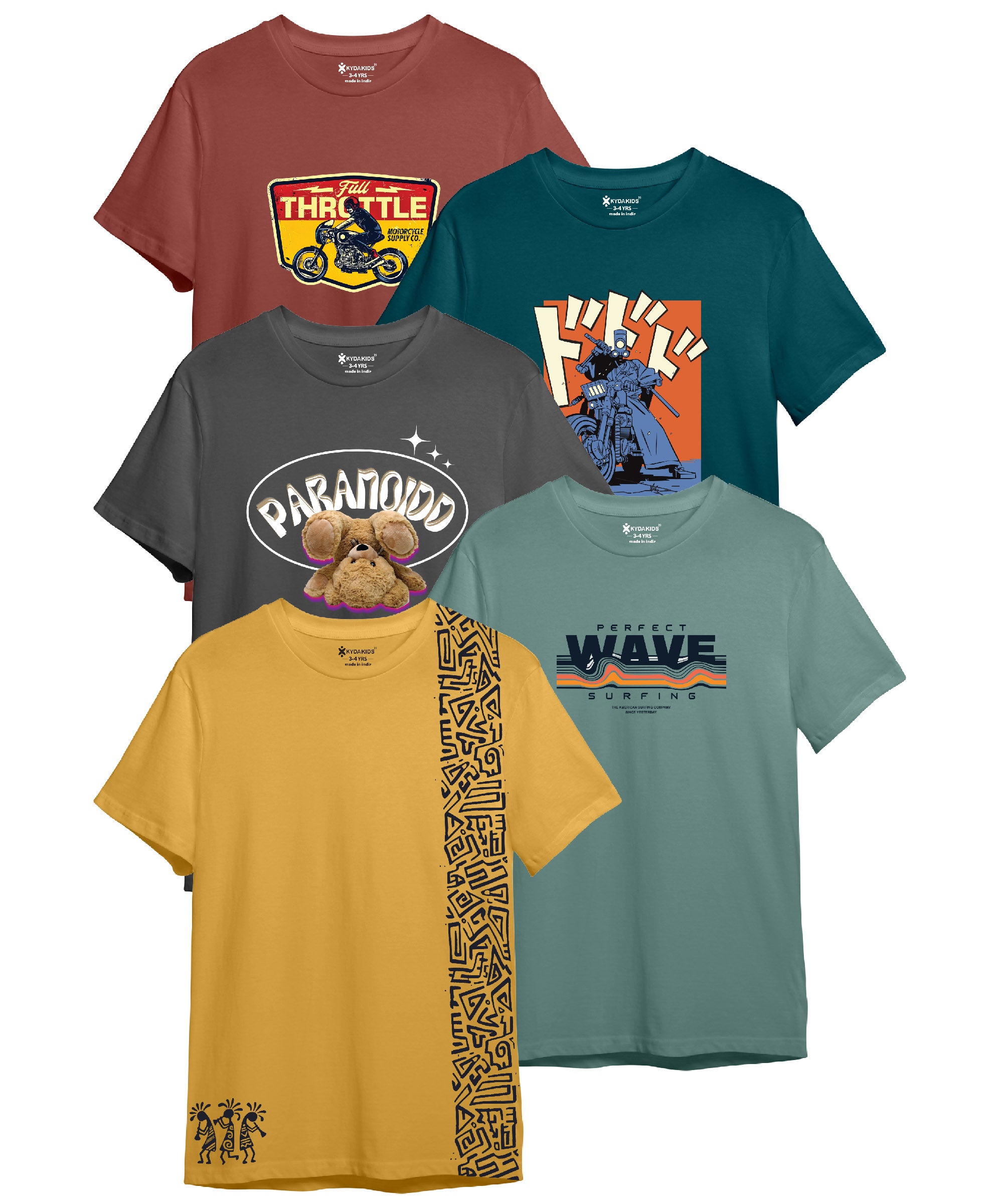 Boys Printed Tees – Everyday Comfort Fit | Pack of 5