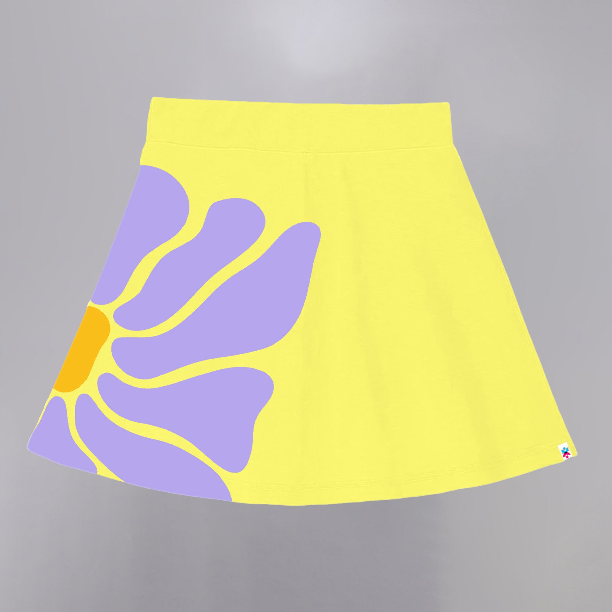 Girls Cotton Printed Skirt Attached With Inner Lycra Shorts-Light Yellow