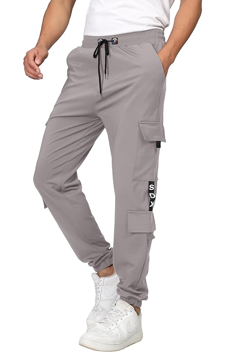 SHODOX Men's Casual Regular Fit Cargo Trackpant with Drawstring, Side Pockets & Elastic Bottom