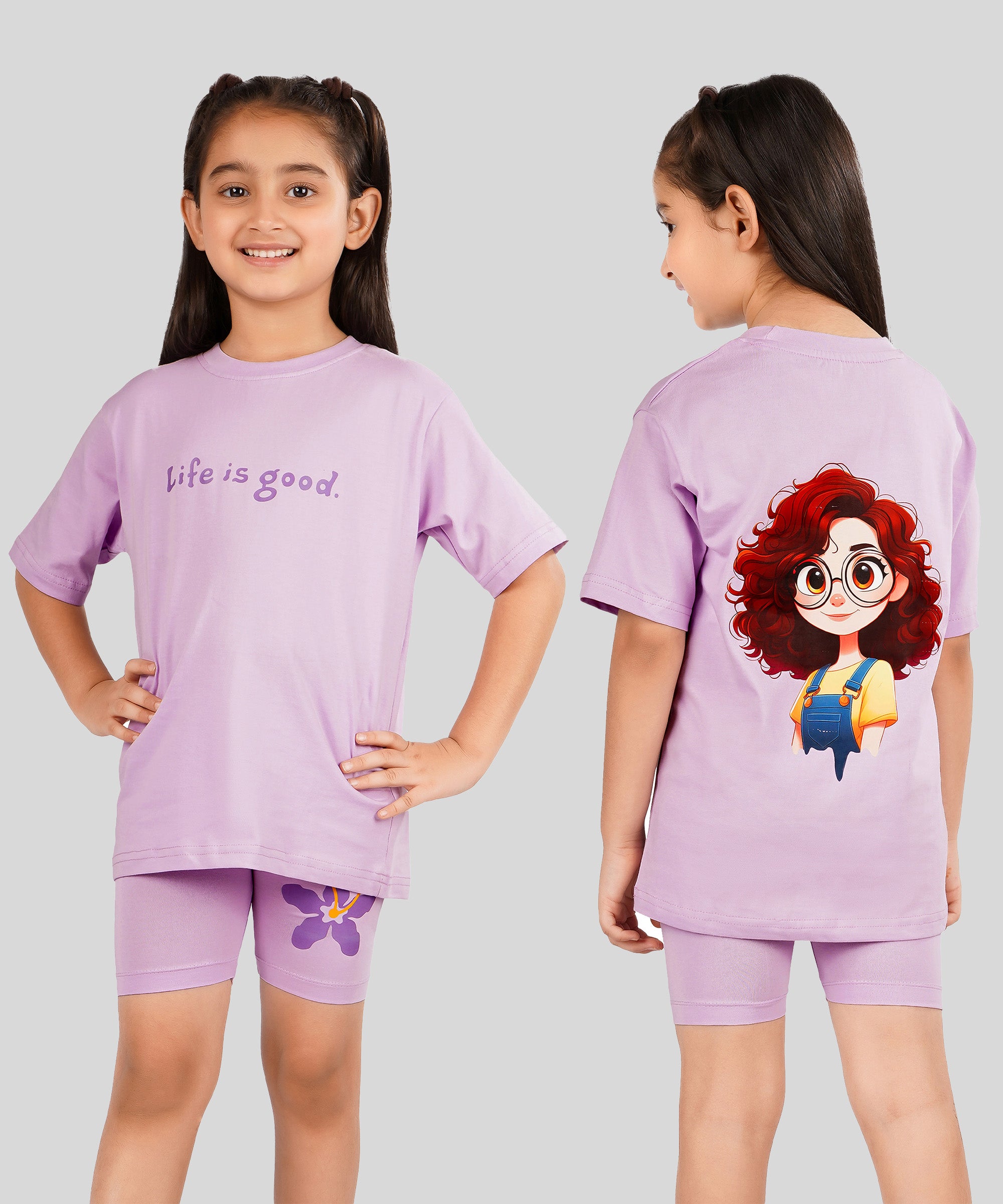 KYDA KIDS® Girls Cotton Solid Tshirt and Shorts Set (Pack of 1)