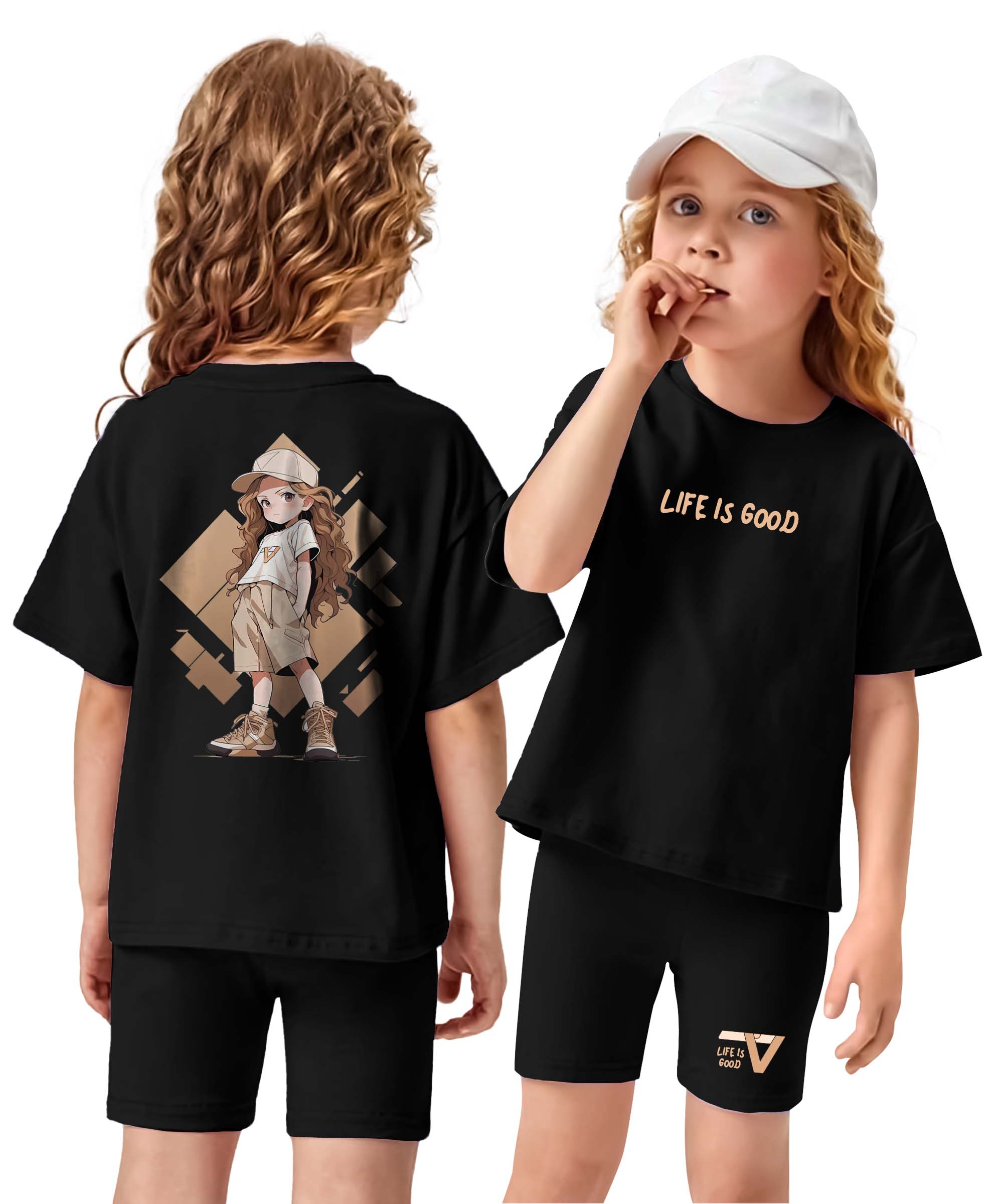 Girls Premium Printed Cotton T-Shirt & Shorts Set | Soft & Breathable