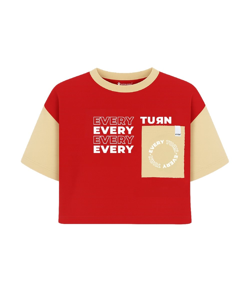 Girls Color-Block Crop Top | Red - KYDA ONLINE STORE
