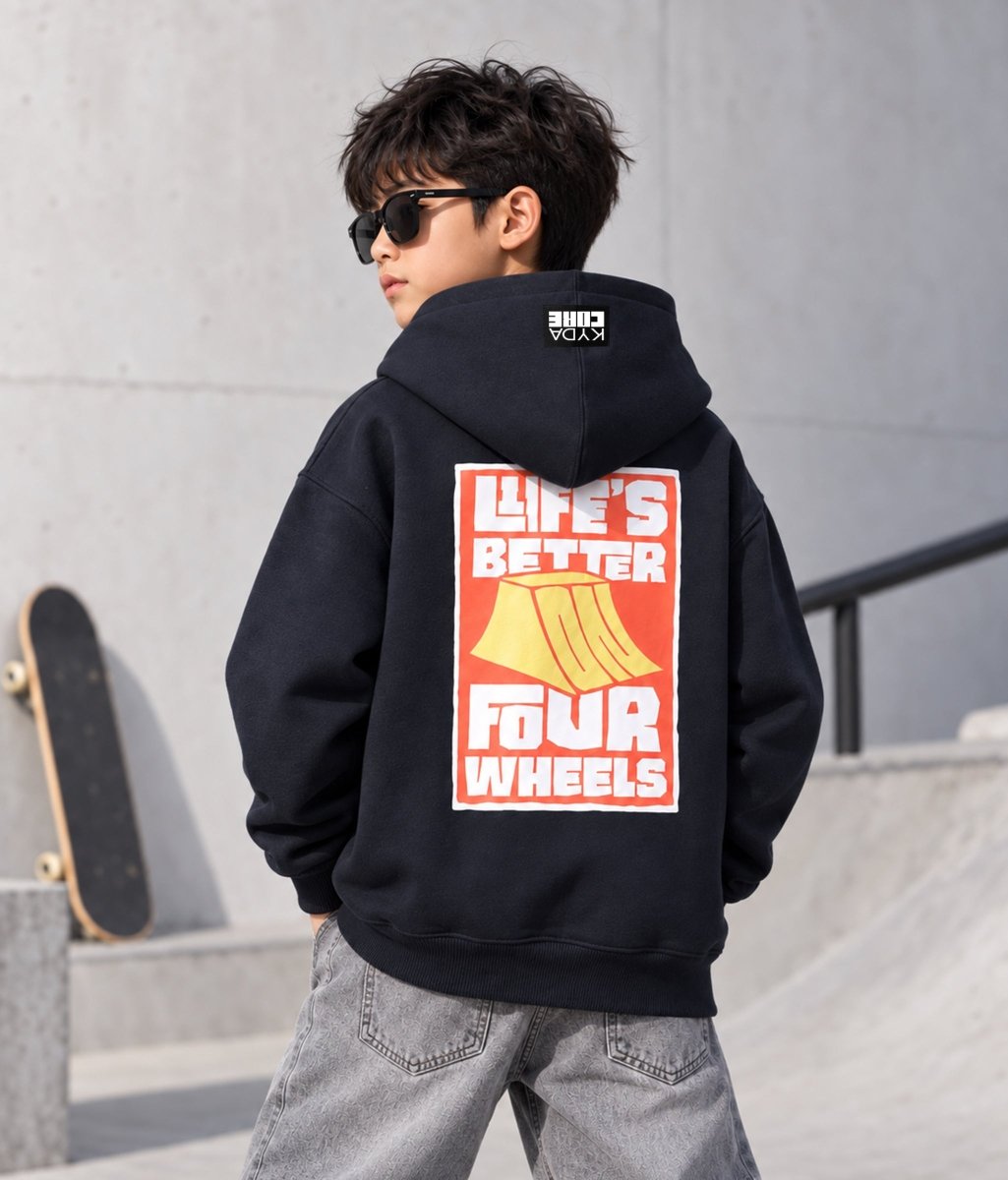 Boys Cotton Oversized Printed Hooded Sweatshirt - KYDA ONLINE STORE