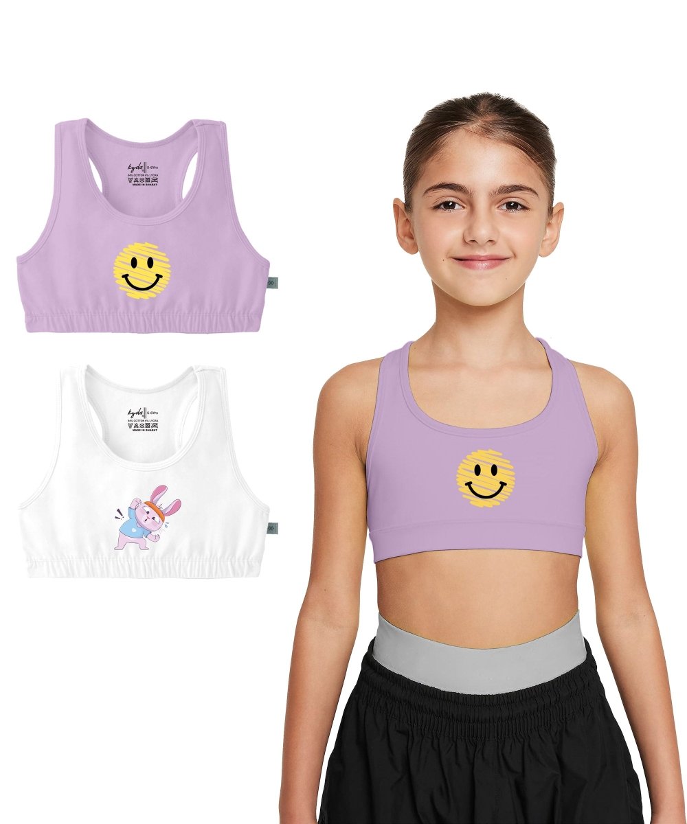 Girls Printed Sports Bra for Pre-Teens | Racerback | Pack of 2 - KYDA ONLINE STORE
