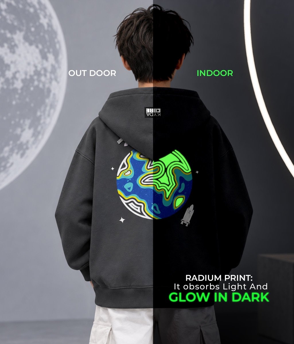 Boys Cotton Oversized Printed Hooded Sweatshirt - KYDA ONLINE STORE