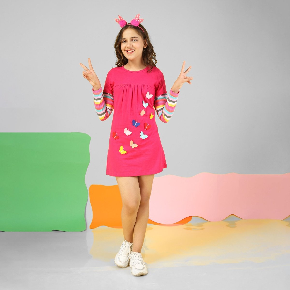 Applique Butterfly Long Top | Pink - KYDA ONLINE STORE