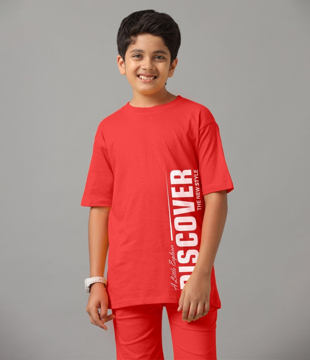 Boys Relaxed Fit Co-ords Set | Cherry Red - KYDA ONLINE STORE