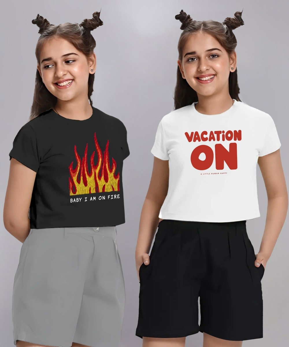 Girls Printed Crop Top – Pack of 2 - KYDA ONLINE STORE