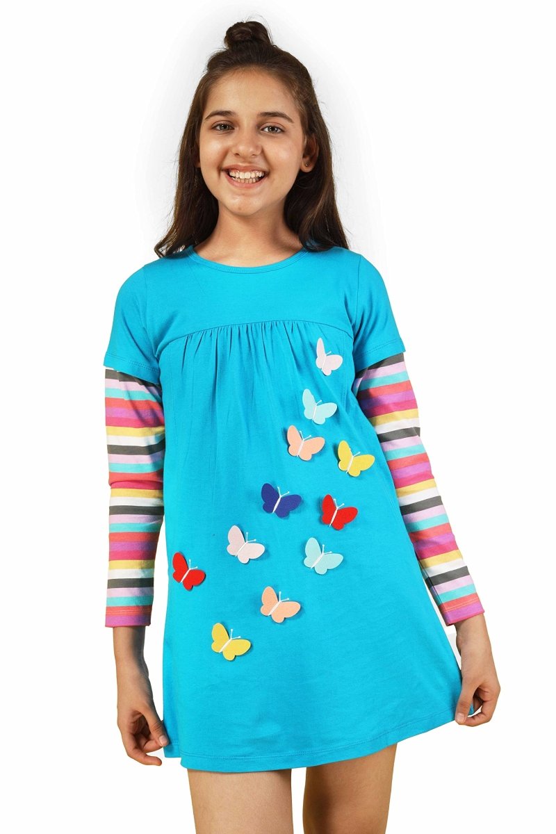 Applique Butterfly Long Top | Sky blue - KYDA ONLINE STORE