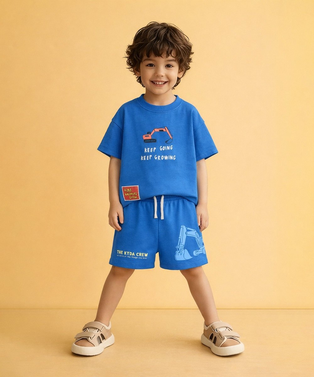 Boys Oversized Printed T-Shirt & Shorts Set - KYDA ONLINE STORE