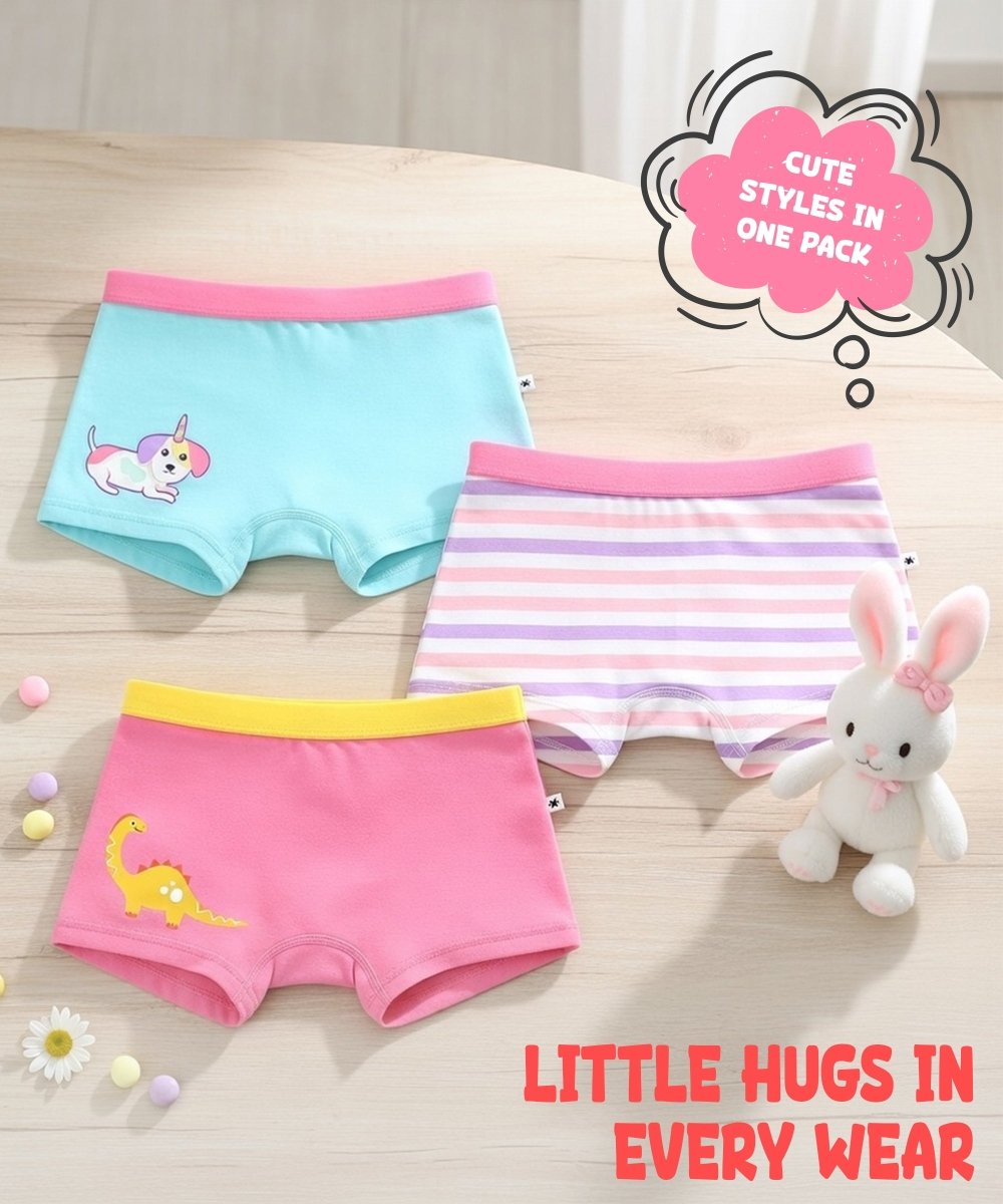 Girls Soft Lycra Cotton Trunks | Pack of 3 - KYDA ONLINE STORE