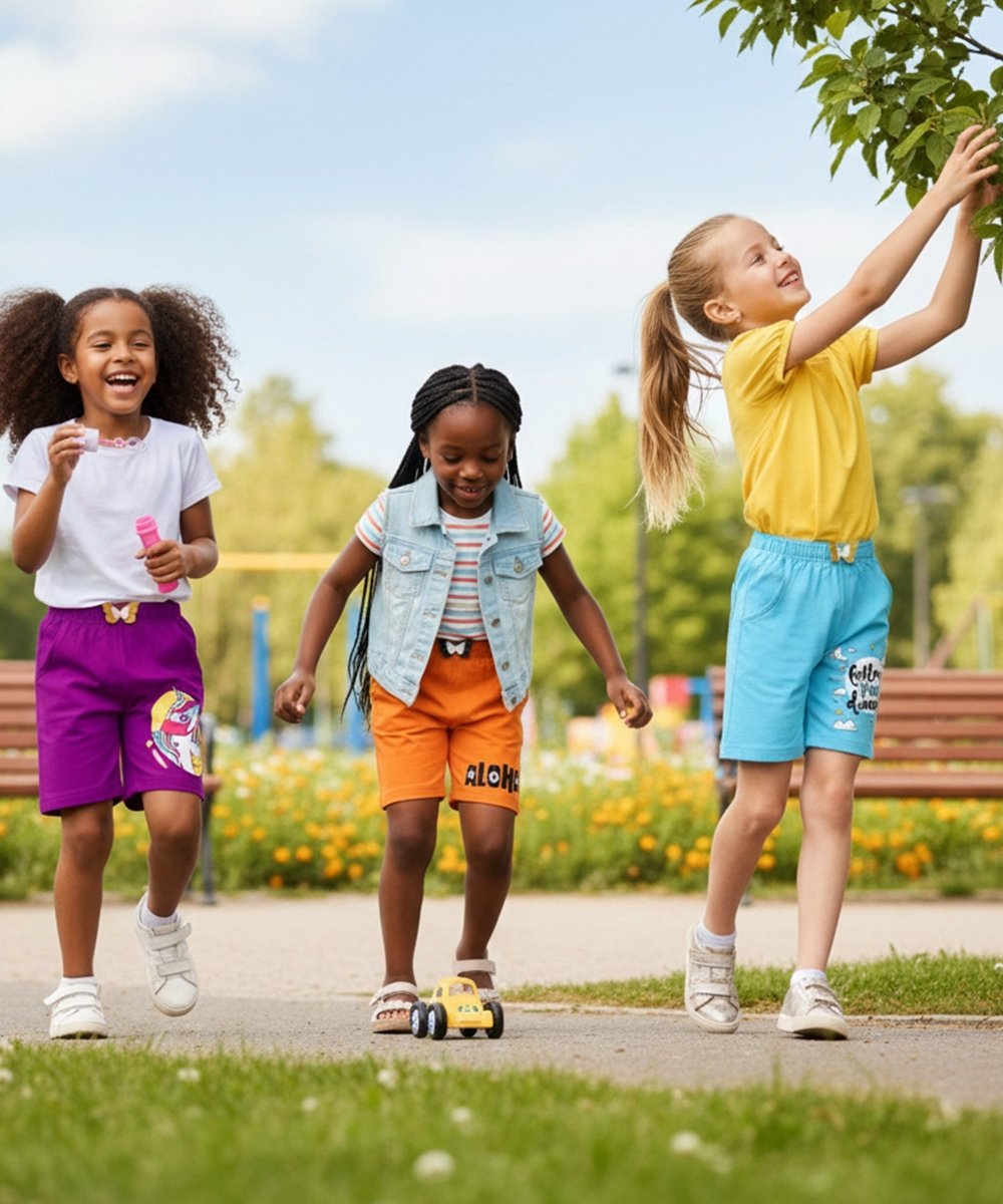Girls Printed Shorts With Bow - Pack of 3 - KYDA ONLINE STORE