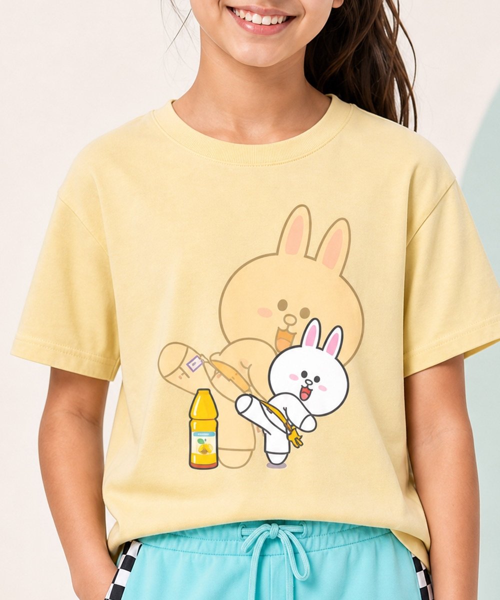 Girls Printed T-Shirt & Jogger Set – Light Yellow & Sky Blue - KYDA ONLINE STORE