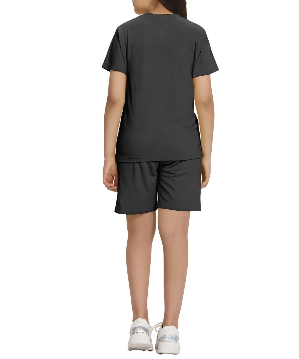 Girls Printed Co-ord Set | Black - KYDA ONLINE STORE