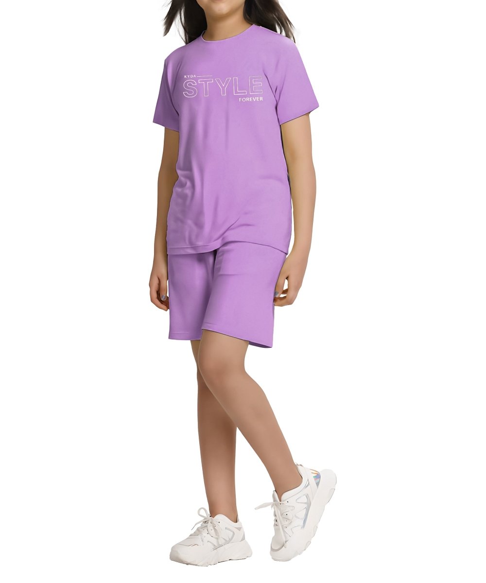 Girls Printed Co-ord Set | Lavender - KYDA ONLINE STORE