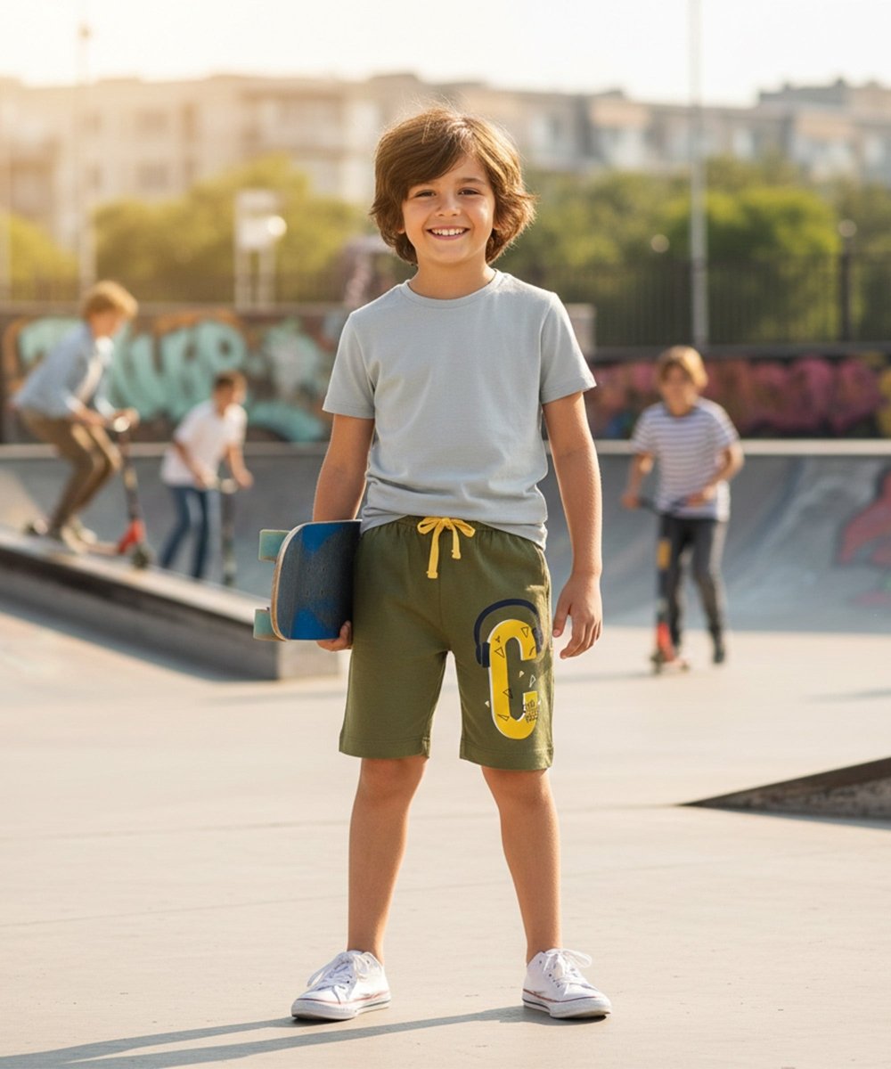 Unisex Printed Shorts – Olive, Yellow - KYDA ONLINE STORE