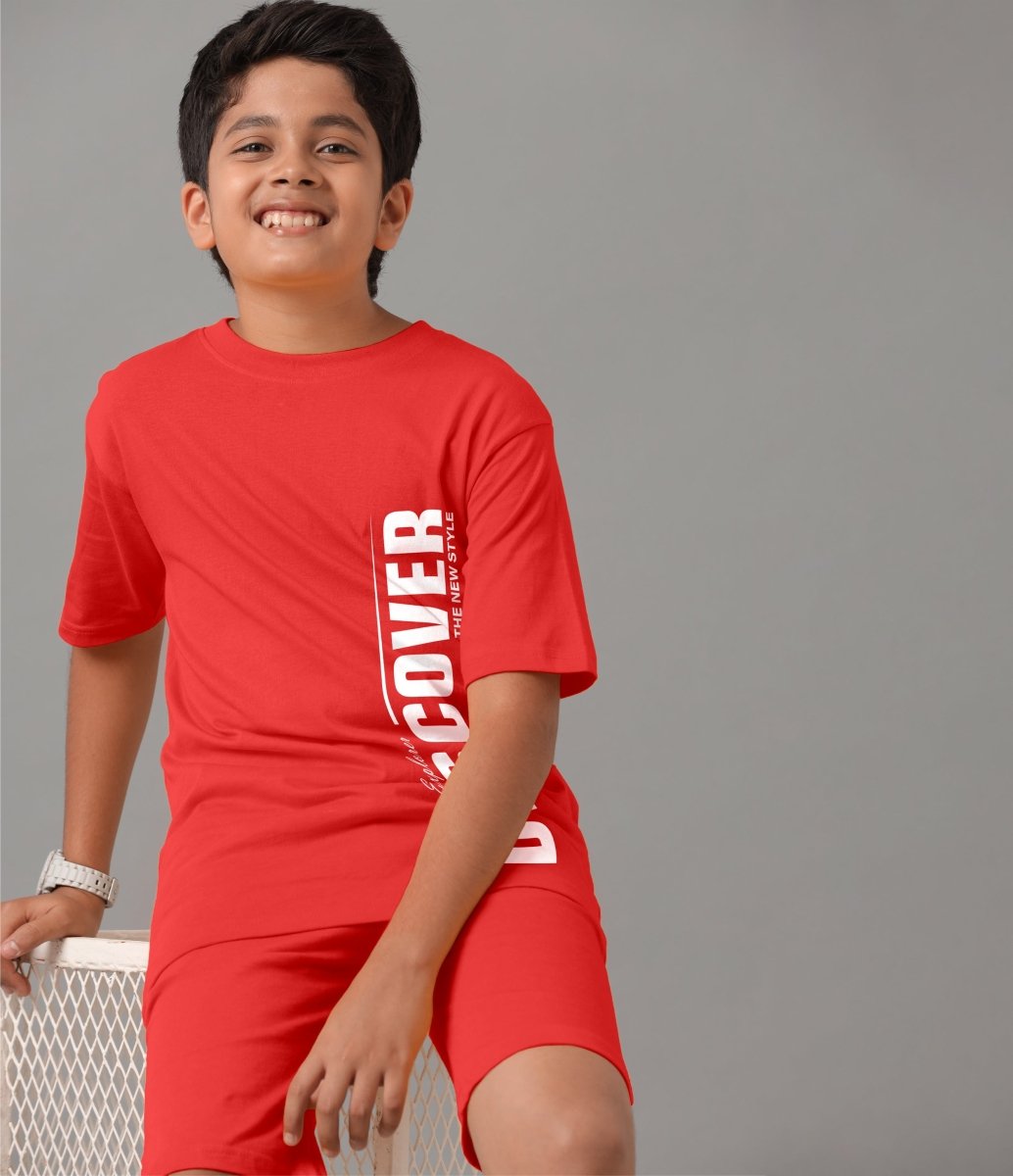 Boys Relaxed Fit Co-ords Set | Cherry Red - KYDA ONLINE STORE