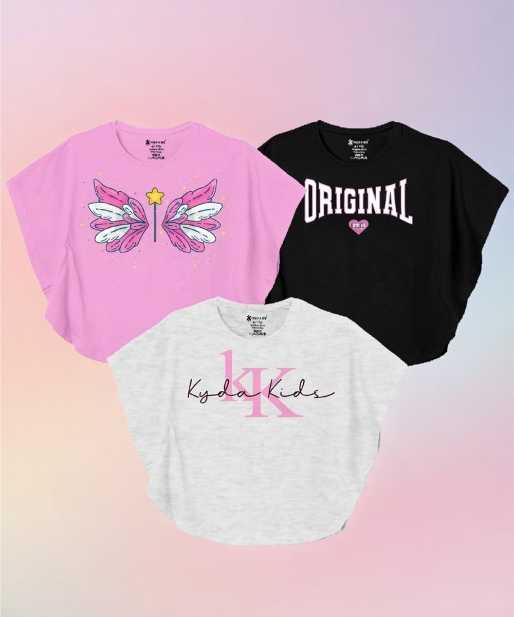 Girls Printed Flared Top – Pack of 3 - KYDA ONLINE STORE