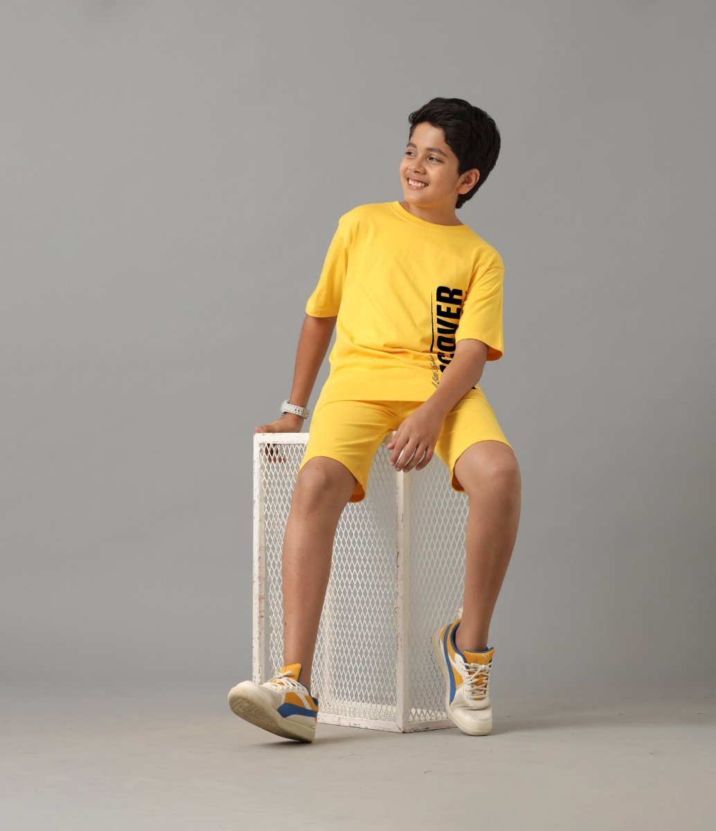 Boys Relaxed Fit Co-ords Set | Yellow - KYDA ONLINE STORE