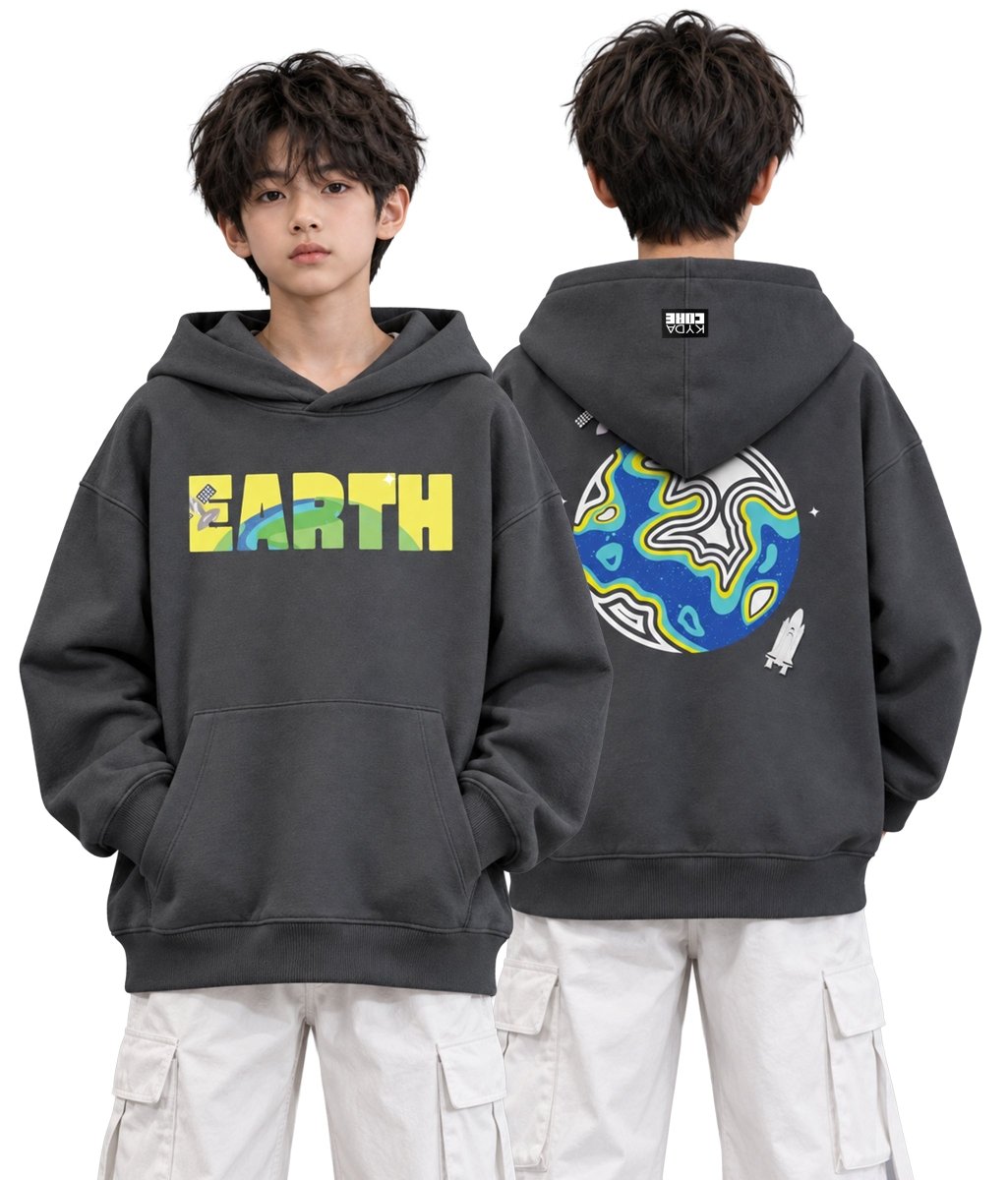 Boys Cotton Oversized Printed Hooded Sweatshirt - KYDA ONLINE STORE