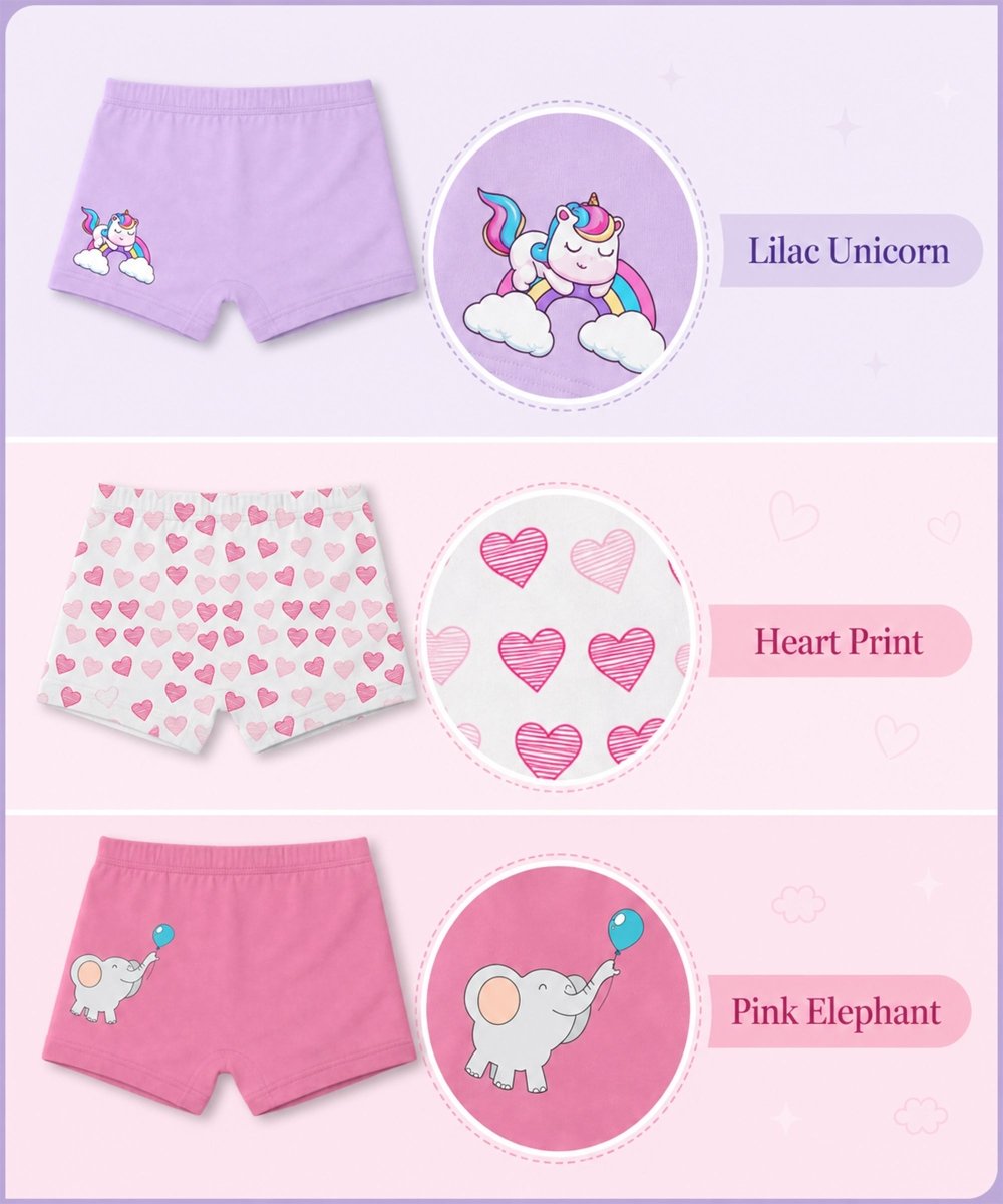 Girls Cotton Printed Trunks | Pack of 3 - KYDA ONLINE STORE