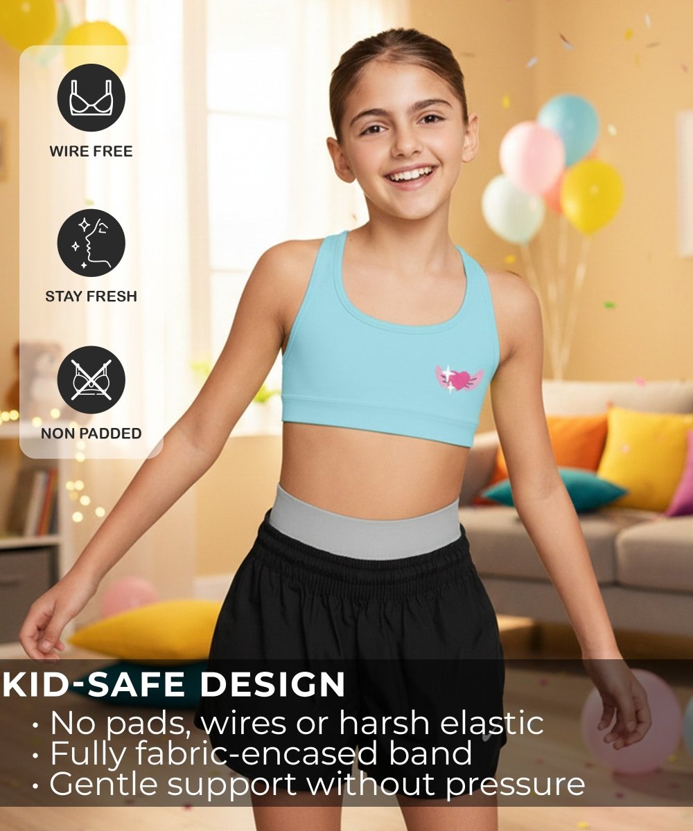 Girls Printed Sports Bra for Pre-Teens | Racerback | Pack of 1 - KYDA ONLINE STORE