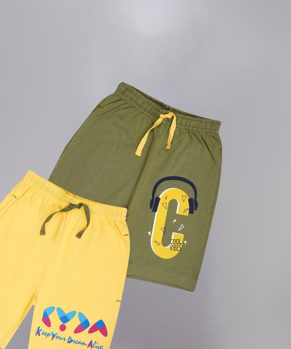 Unisex Printed Shorts – Olive, Yellow - KYDA ONLINE STORE